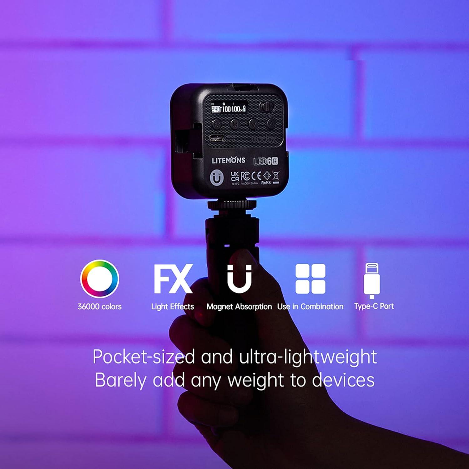 Luz de Video LED Godox LED6Bi Bi-color 3200K-6500K Recargable