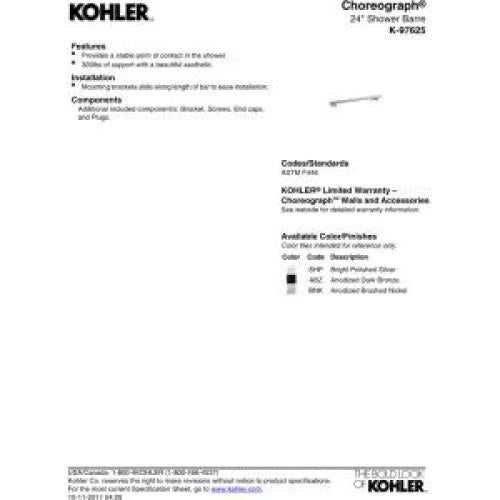 Barra de Ducha KOHLER K-97625-BNK 61 cm Níquel Cepillado