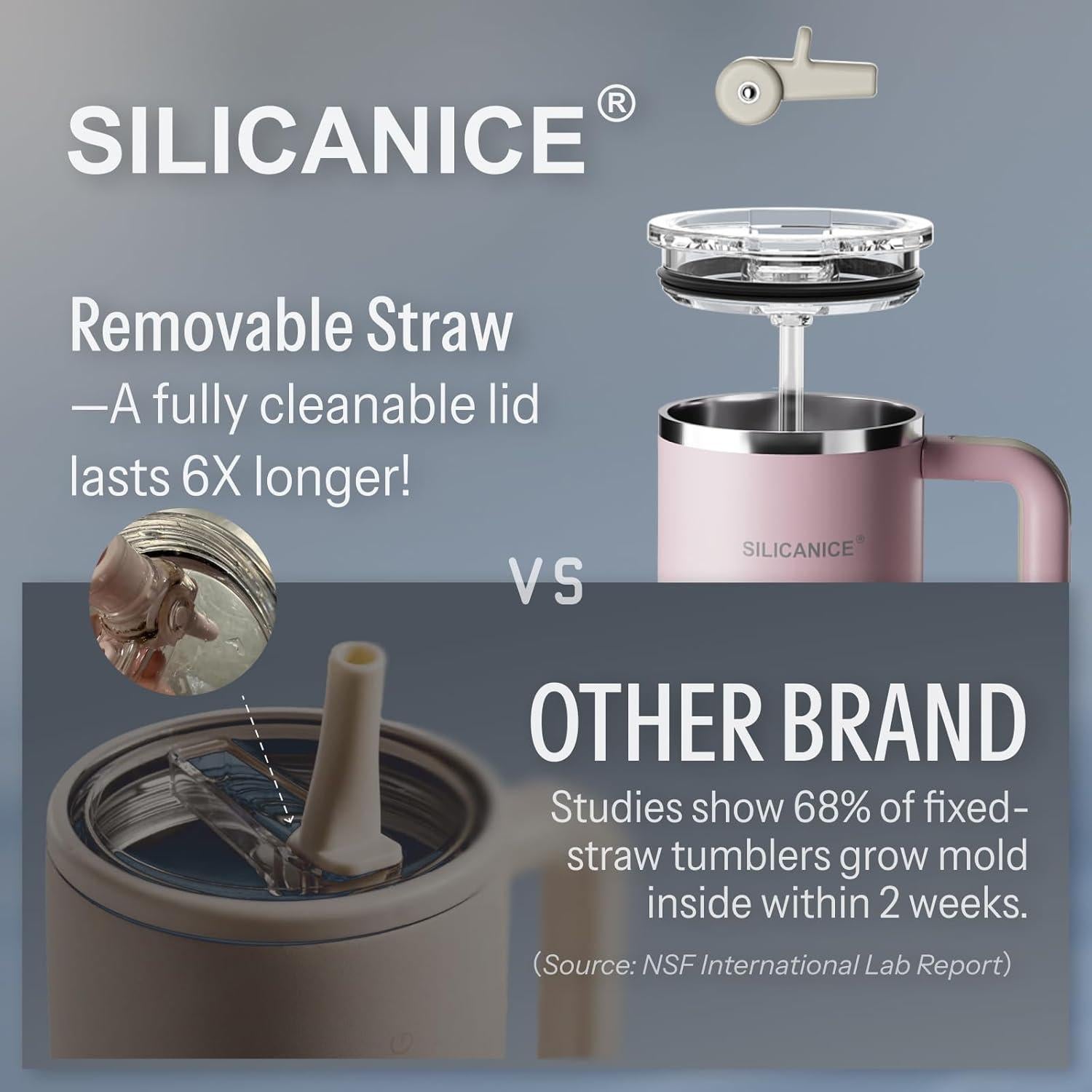 Botella de Agua SILICANICE 887 ml Aislada Doble Pared Lila