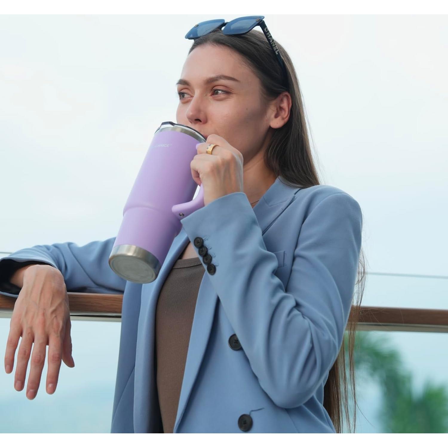 Botella de Agua SILICANICE 887 ml Aislada Doble Pared Lila