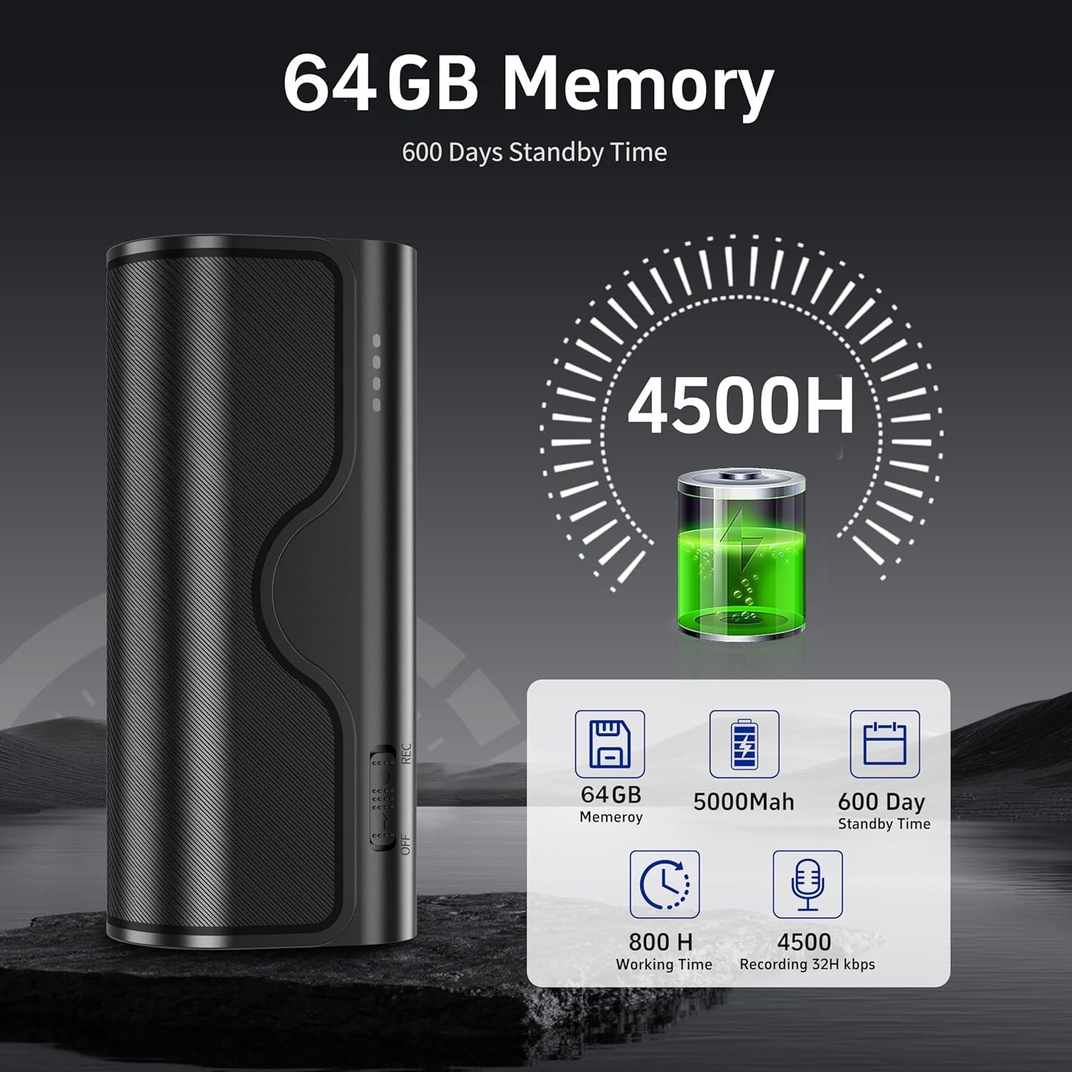 Grabadora de Voz KeenPlus DVR-8818 64GB con Micrófono Estéreo