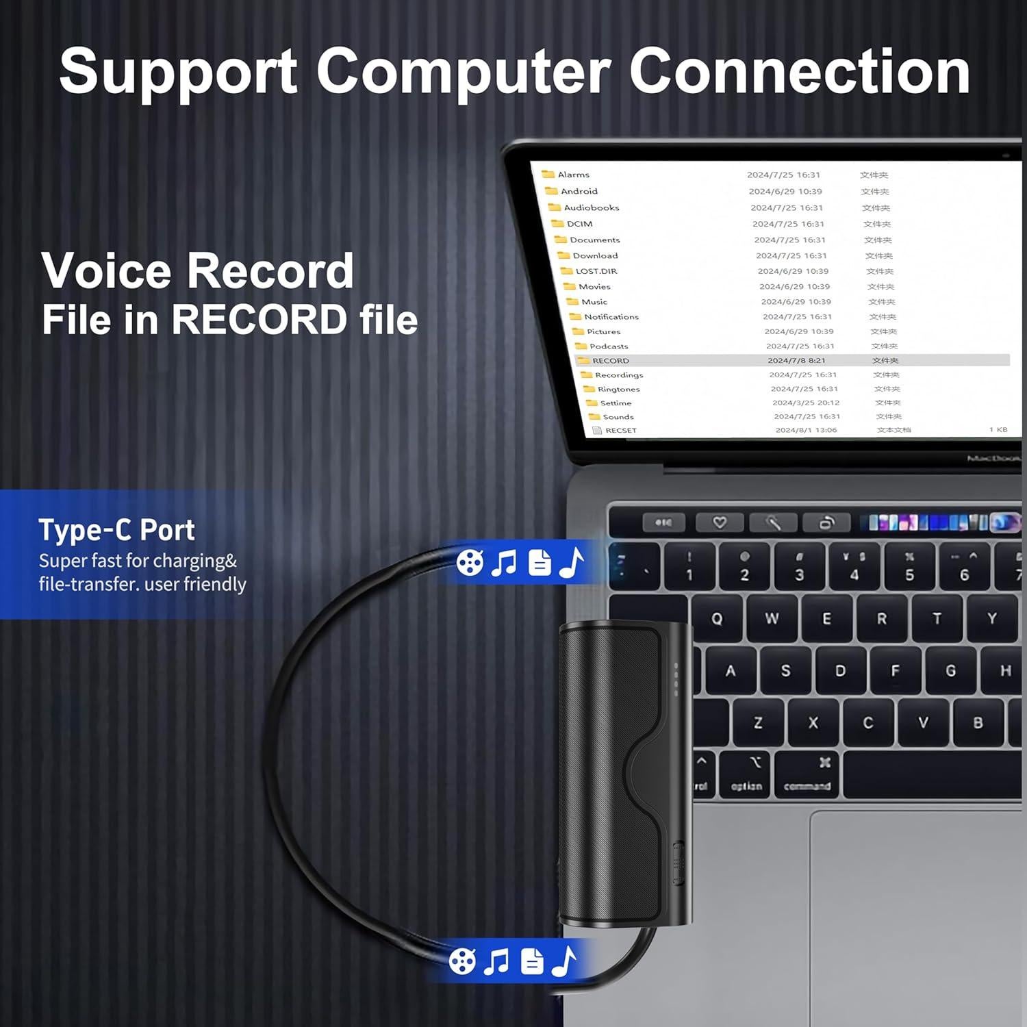 Grabadora de Voz KeenPlus DVR-8818 64GB con Micrófono Estéreo
