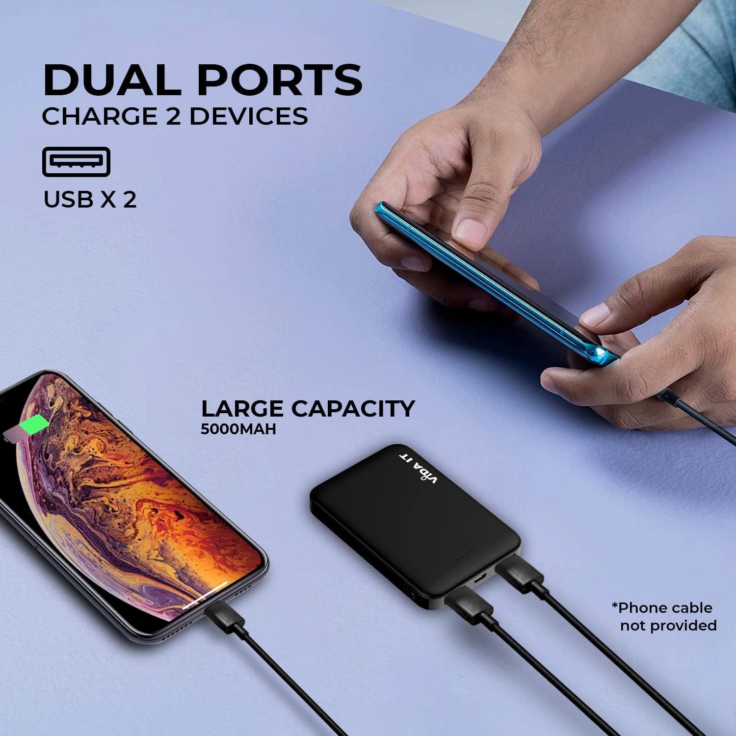 Cargador Portátil Vida IT vPow 5000mAh Doble USB Mini