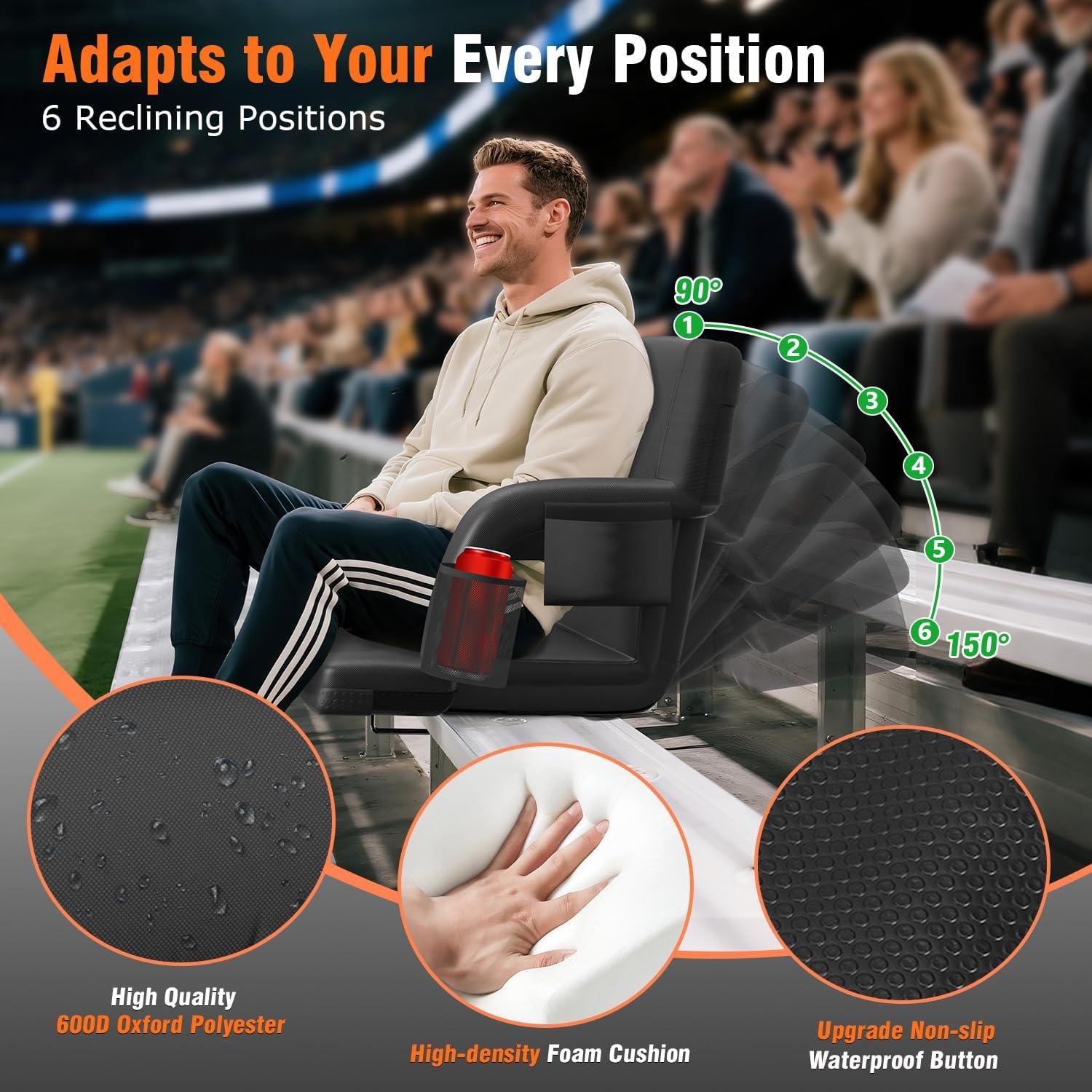 Asiento de Estadio Calentado Suteck 21" Negro con Respaldo