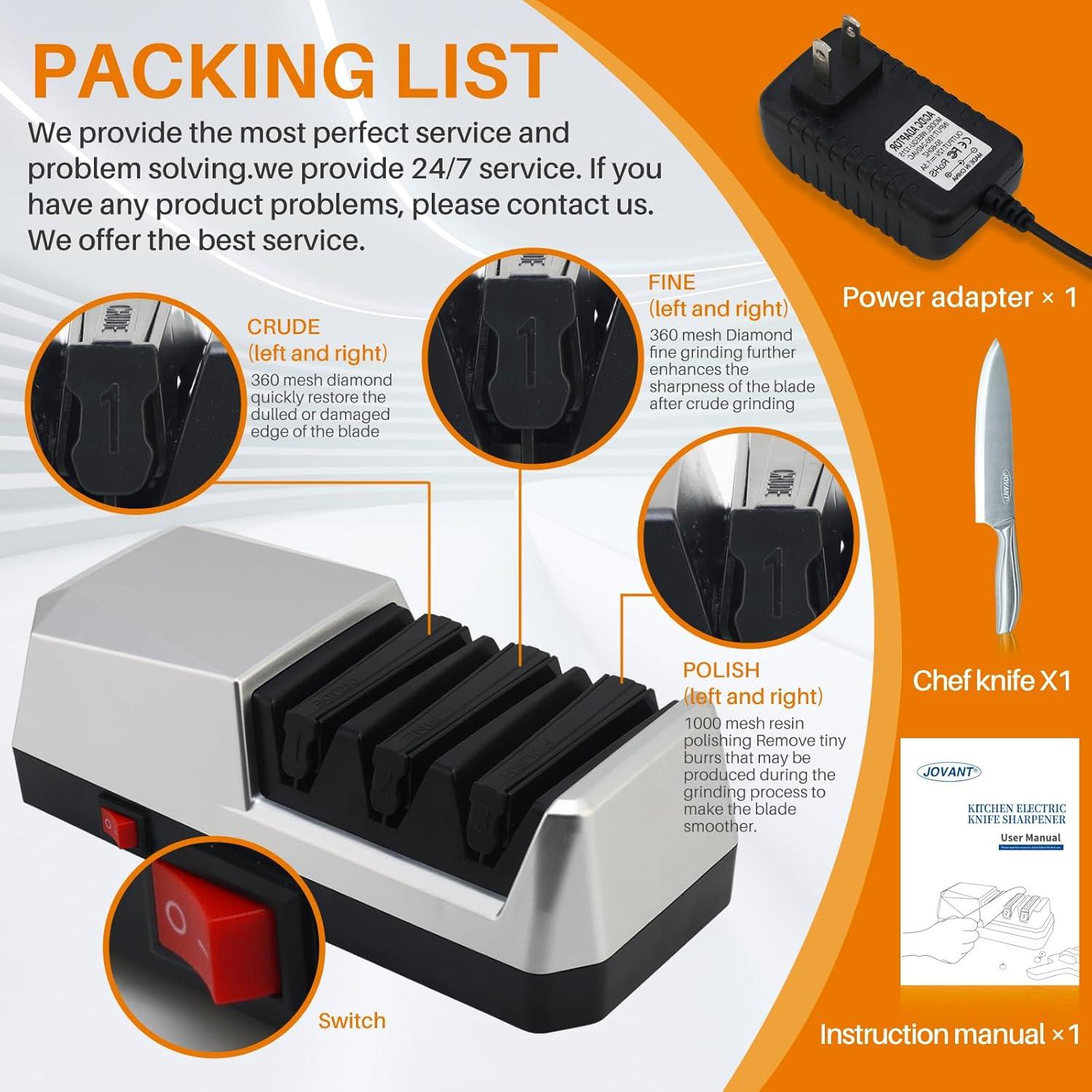 Afilador de cuchillos eléctrico Jovant 3 etapas con diamante