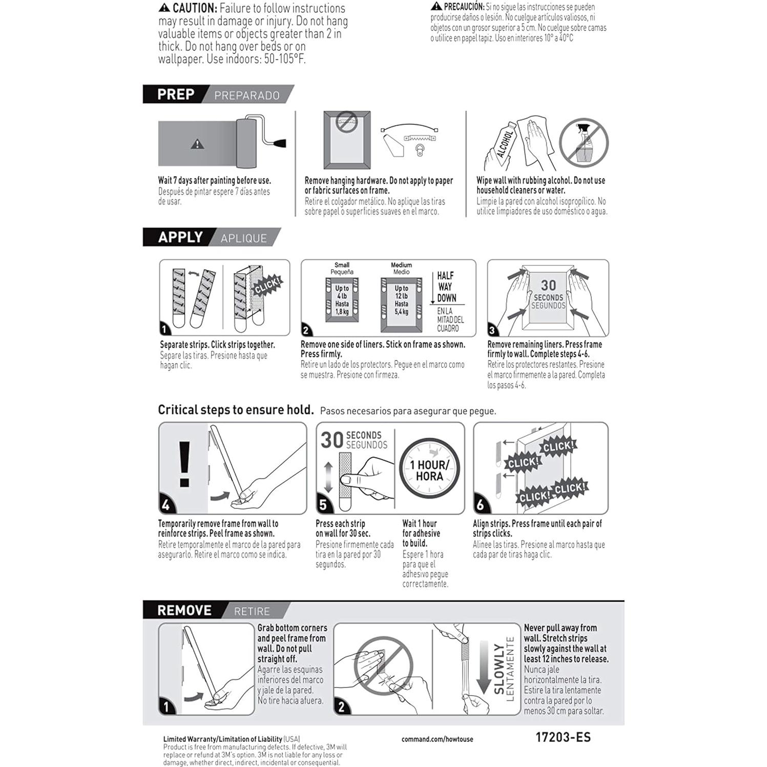 Tiras Adhesivas para Colgar Imágenes Command, 12 Pares, Blanco