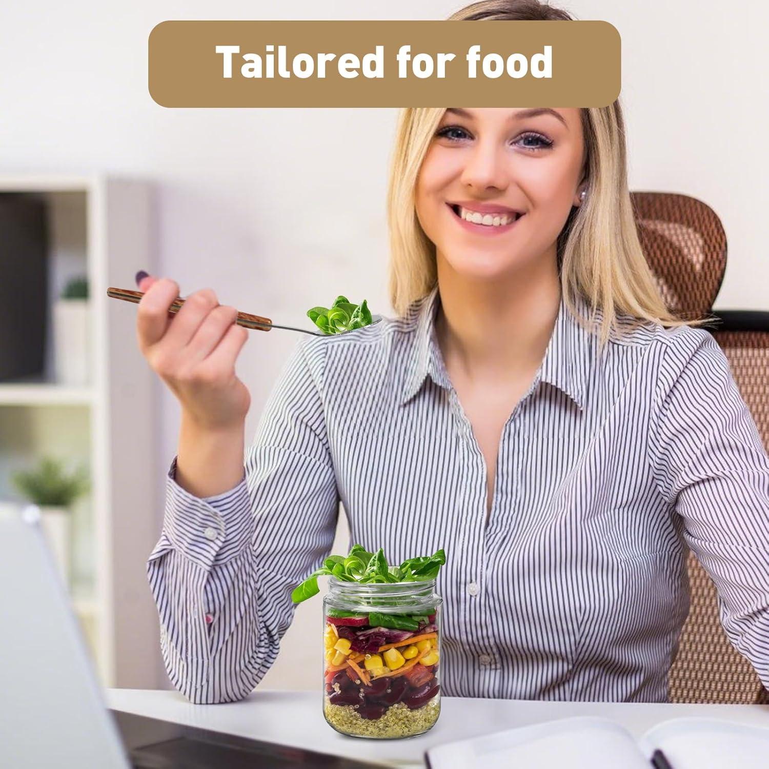 Tarros de Vidrio Herméticos 16 oz con Tapa de Bambú - 6 Pack