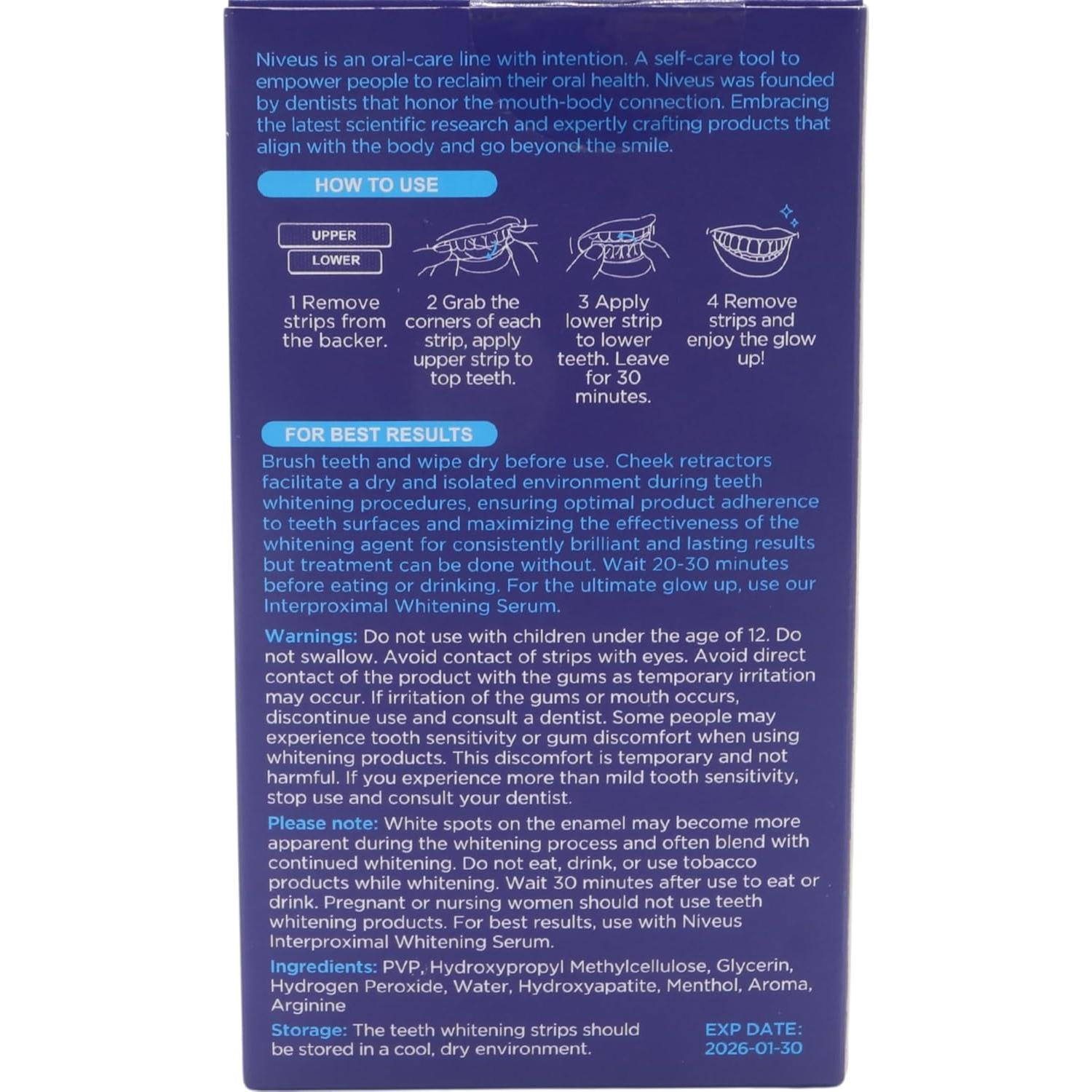 Tiras Blanqueadoras Niveus - 14 Tiras con 9% Peróxido