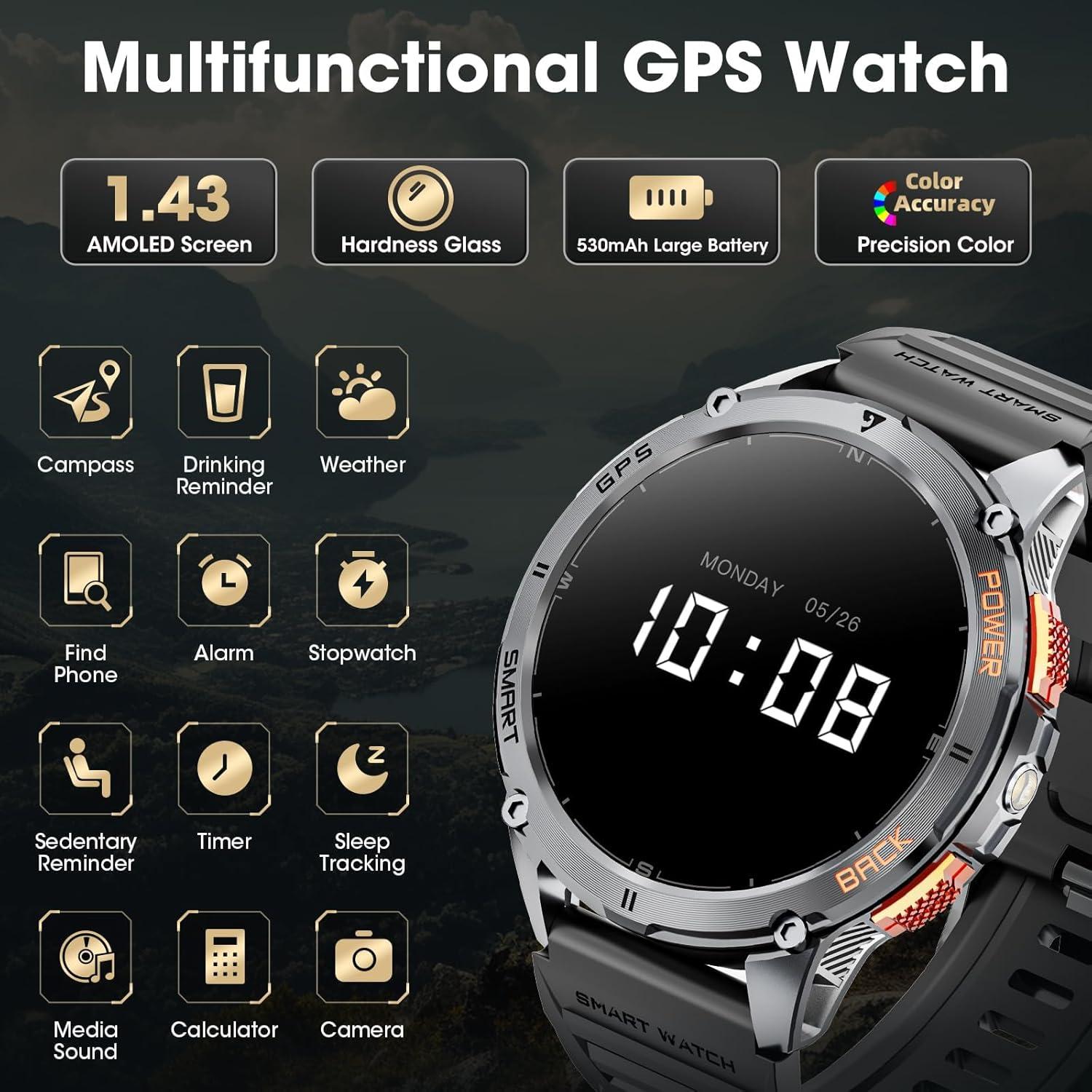 Reloj Inteligente Militar Joautrial con GPS y Llamadas Bluetooth