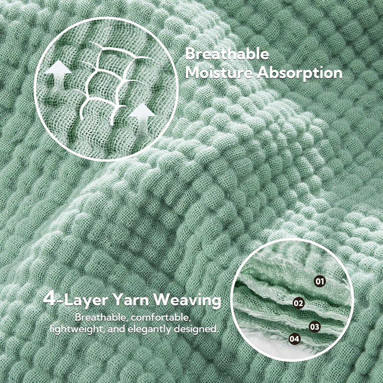 Manta de Muselina SOULFUL Beangreen 167x229 cm con Borlas