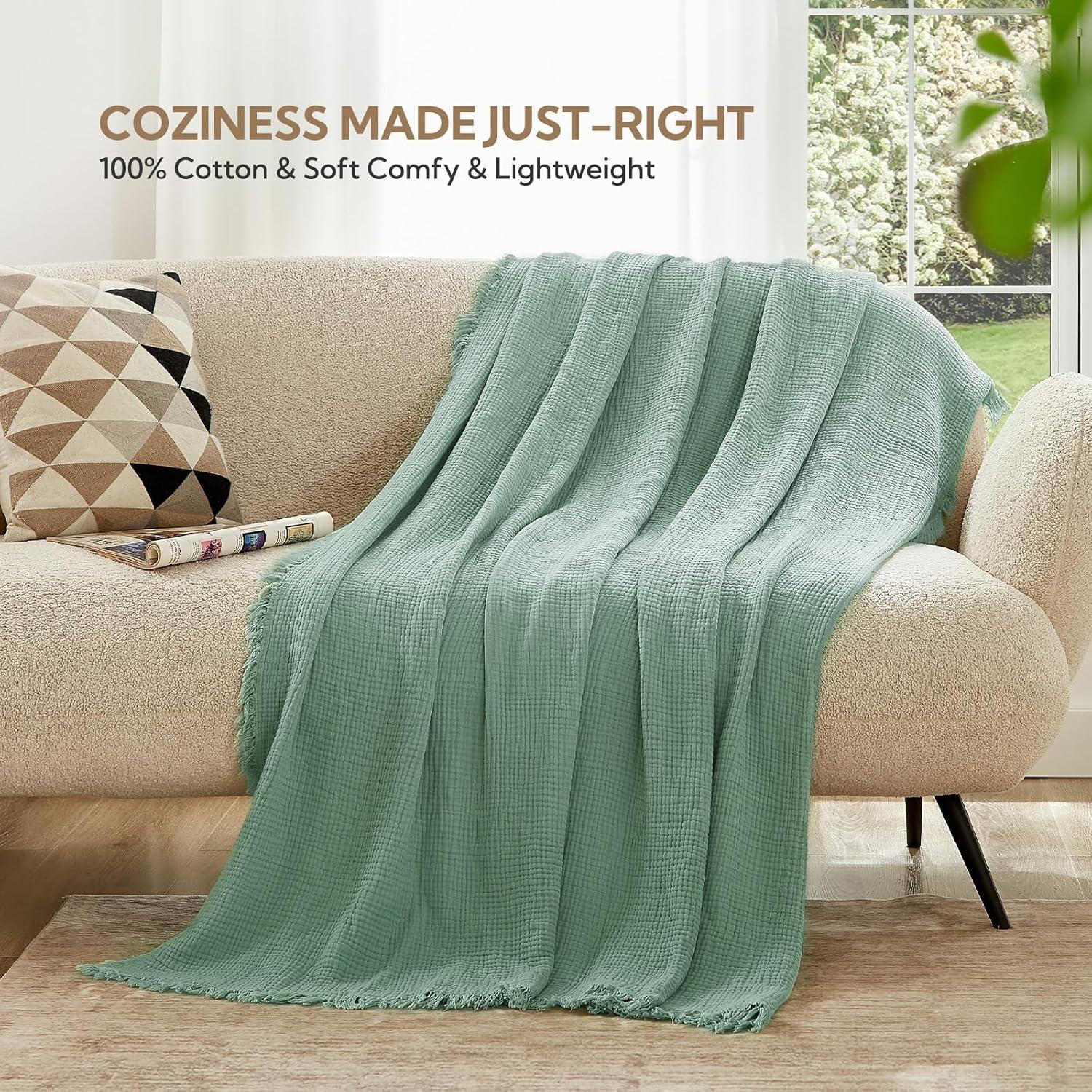 Manta de Muselina SOULFUL Beangreen 167x229 cm con Borlas