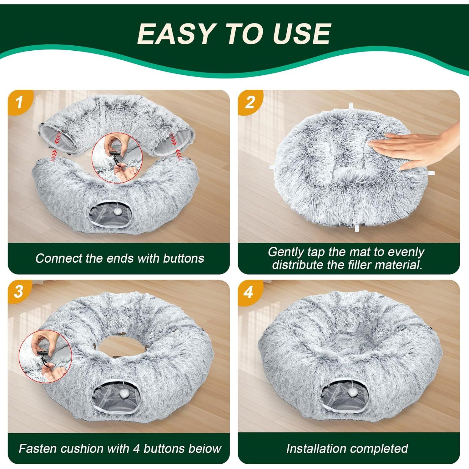 Túnel Interactivo para Gatos VIVOYAN XL con Alfombrilla Gruesa