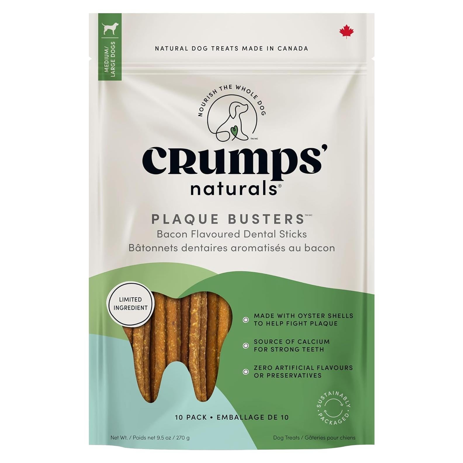 Golosinas Dentales para Perros Crumps' Naturals Tocino 10 Unidades