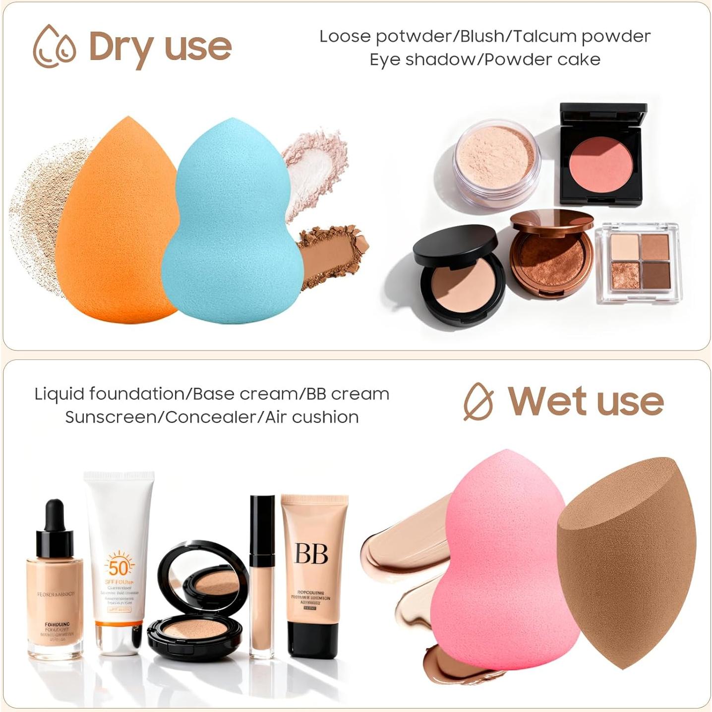 Juego de 15 Esponjas de Maquillaje QSdywlyd Multicolor Reutilizables