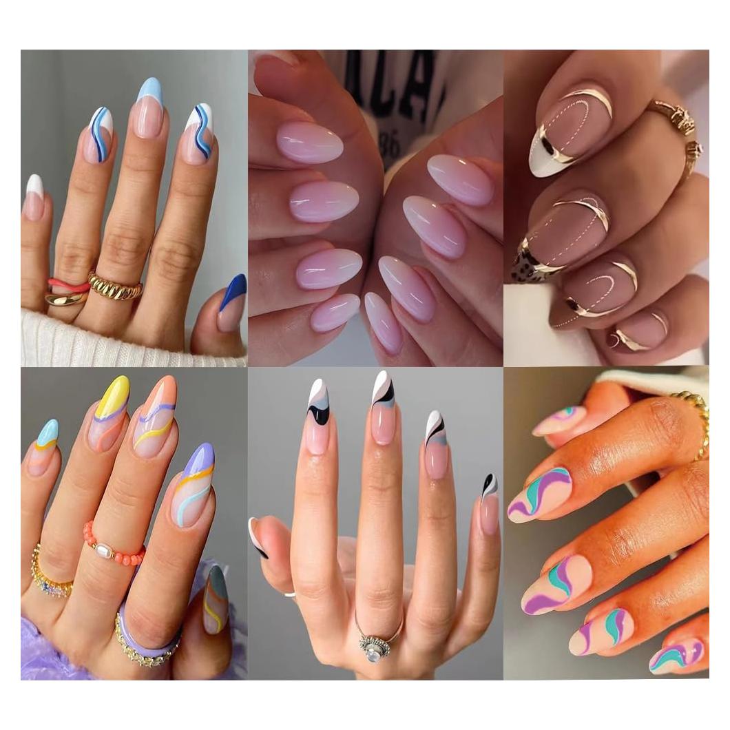 6 Paquetes Uñas Postizas Francesas SPLOCUDU 144 Pcs