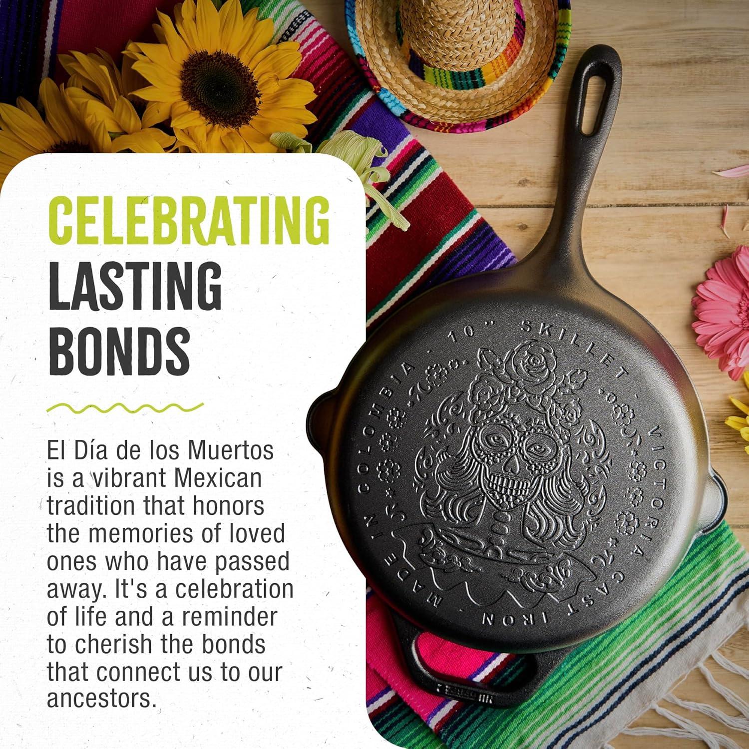 Sartén de Hierro Fundido Victoria 25 cm Catrina Día de Muertos