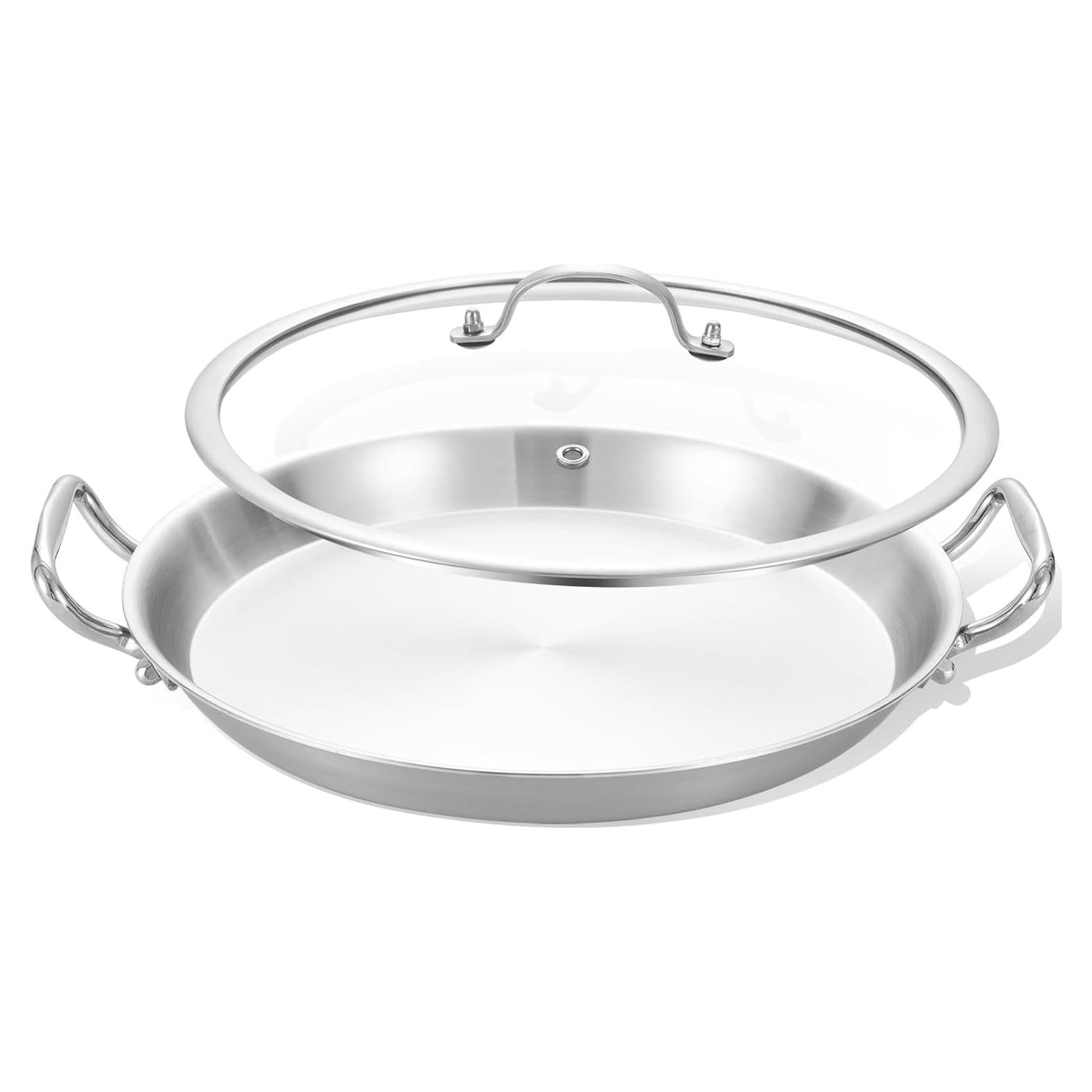 Sartén de Acero Inoxidable 12" Lolykitch con Tapa y 3 Capas