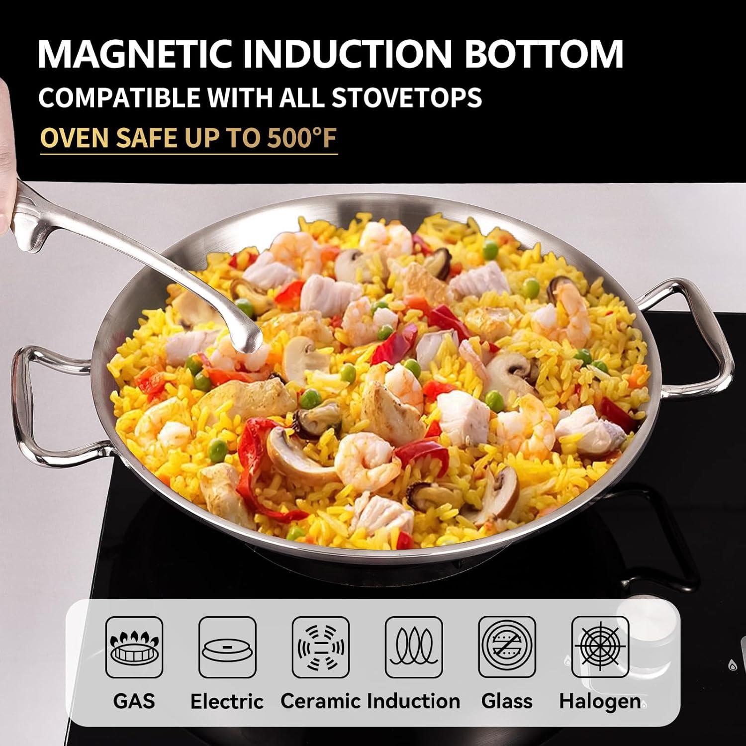 Sartén de Acero Inoxidable 12" Lolykitch con Tapa y 3 Capas