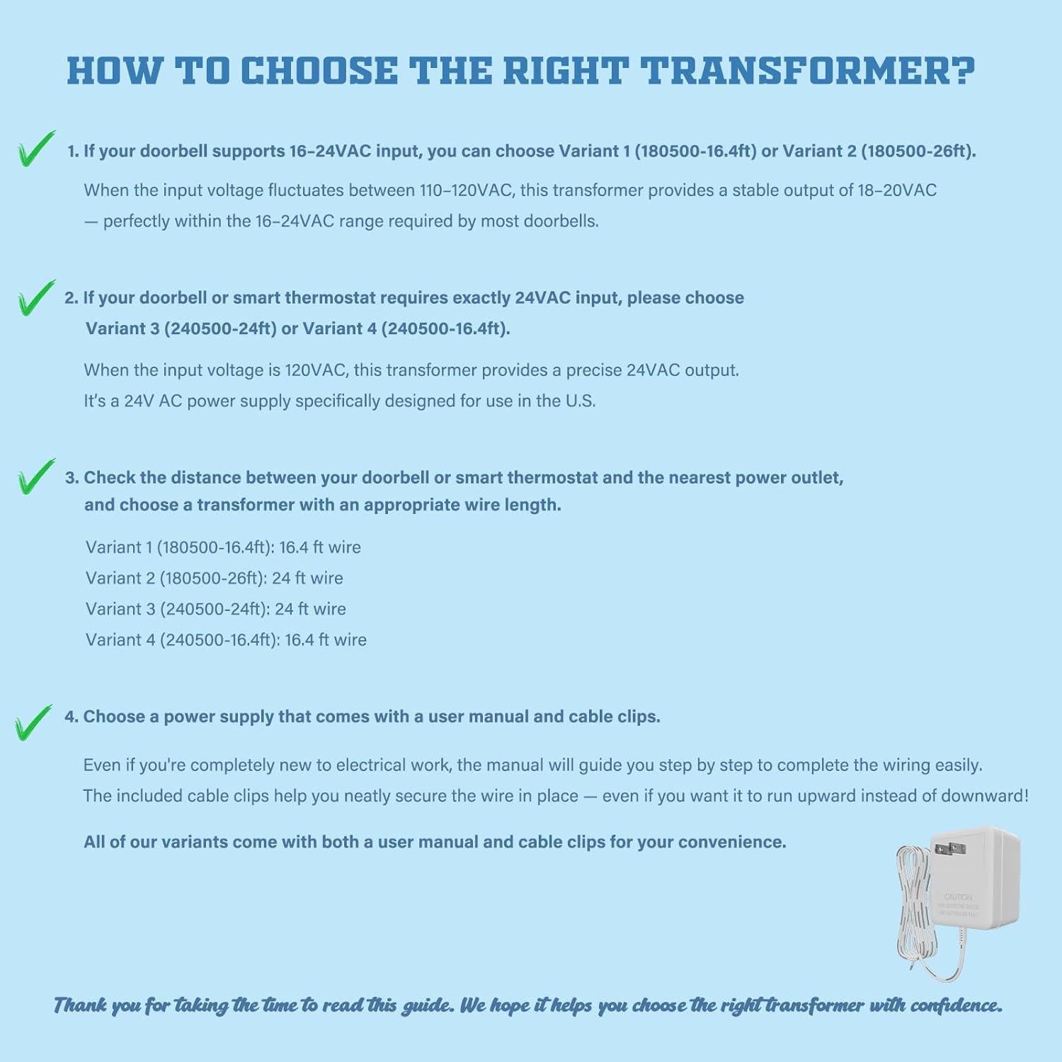 Transformador de Timbre Dadaodadao 16-24V CA 500mA 5m/7.9m