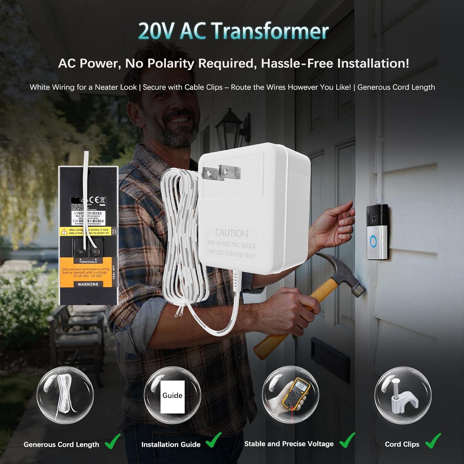 Transformador de Timbre Dadaodadao 16-24V CA 500mA 5m/7.9m