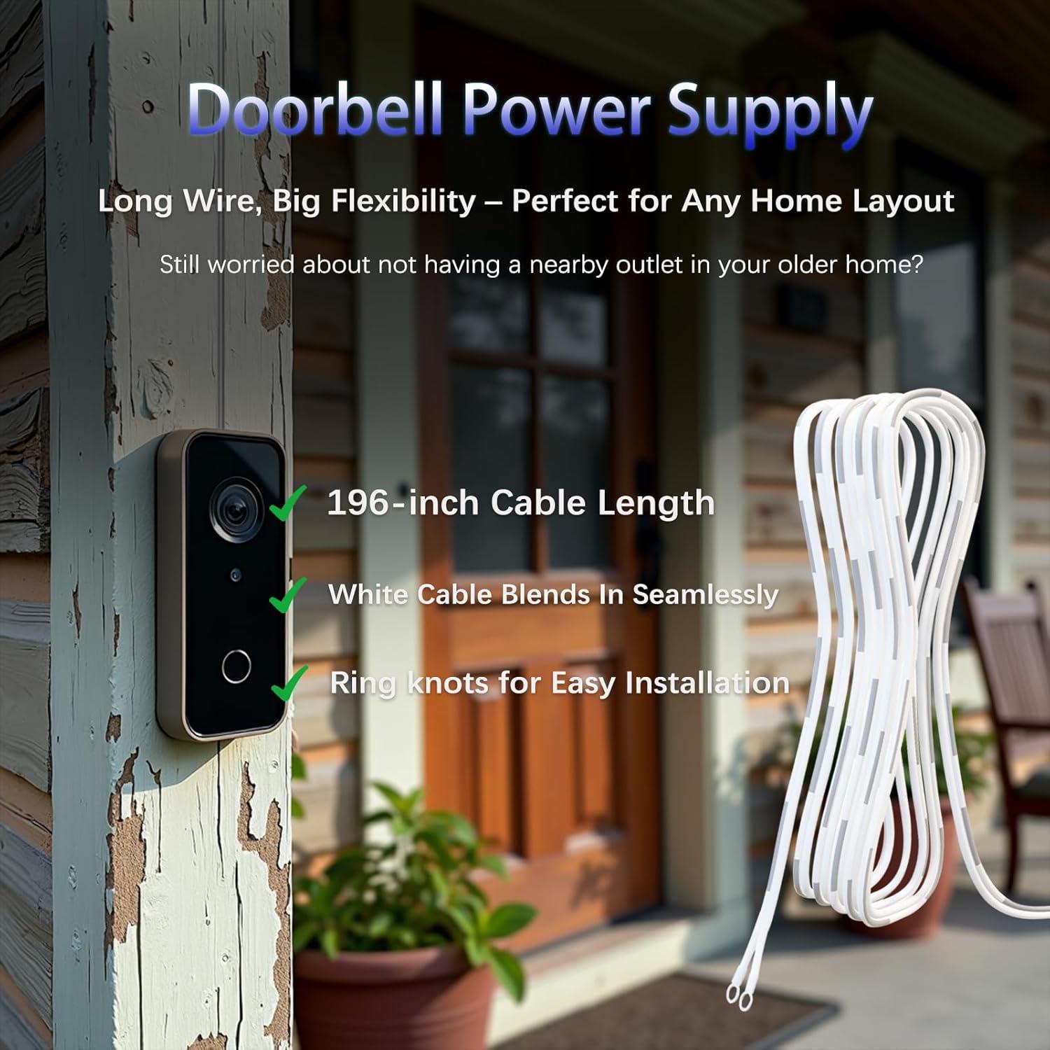 Transformador de Timbre Dadaodadao 16-24V CA 500mA 5m/7.9m