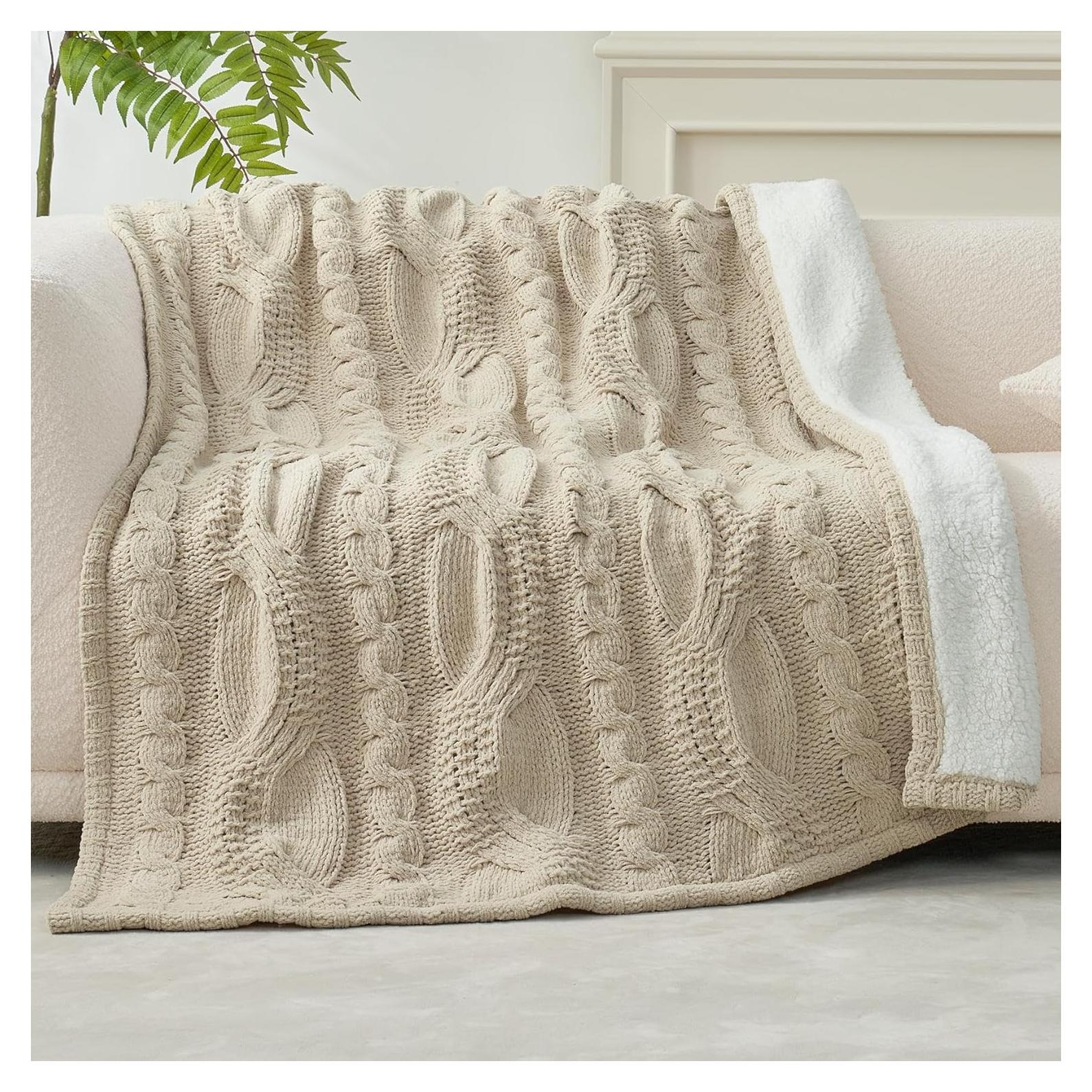 Manta de Chenilla Amélie Home 127x152cm Beige Suave