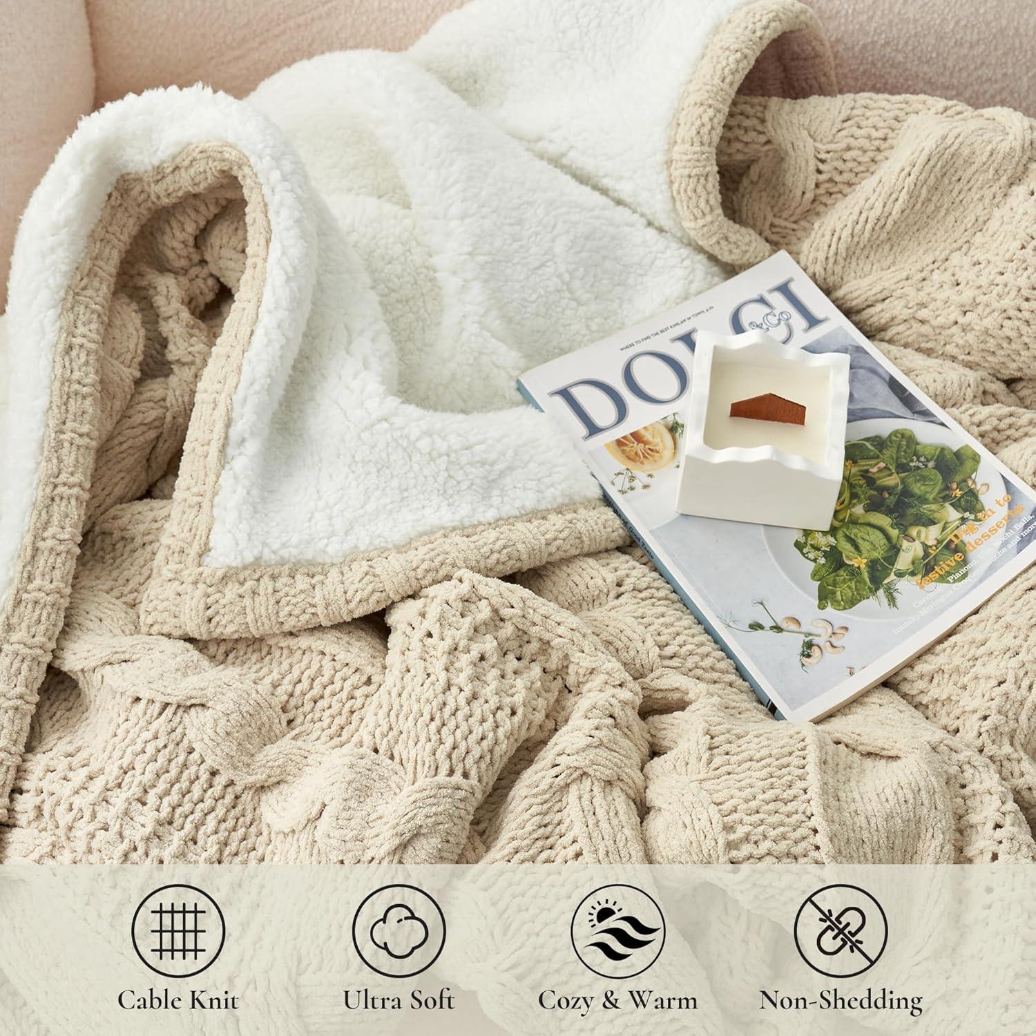 Manta de Chenilla Amélie Home 127x152cm Beige Suave