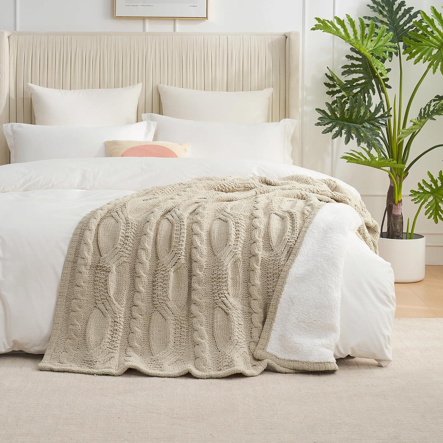 Manta de Chenilla Amélie Home 127x152cm Beige Suave