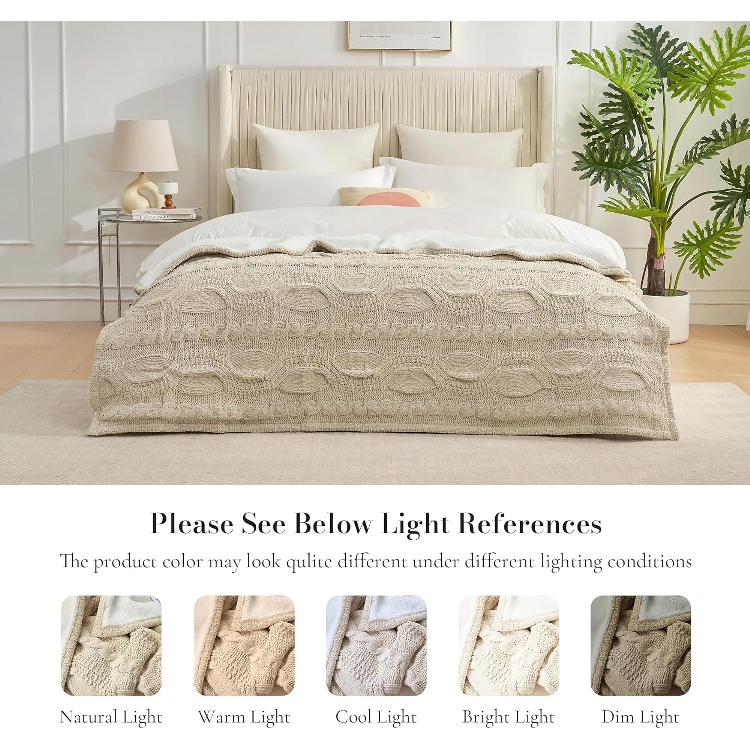 Manta de Chenilla Amélie Home 127x152cm Beige Suave