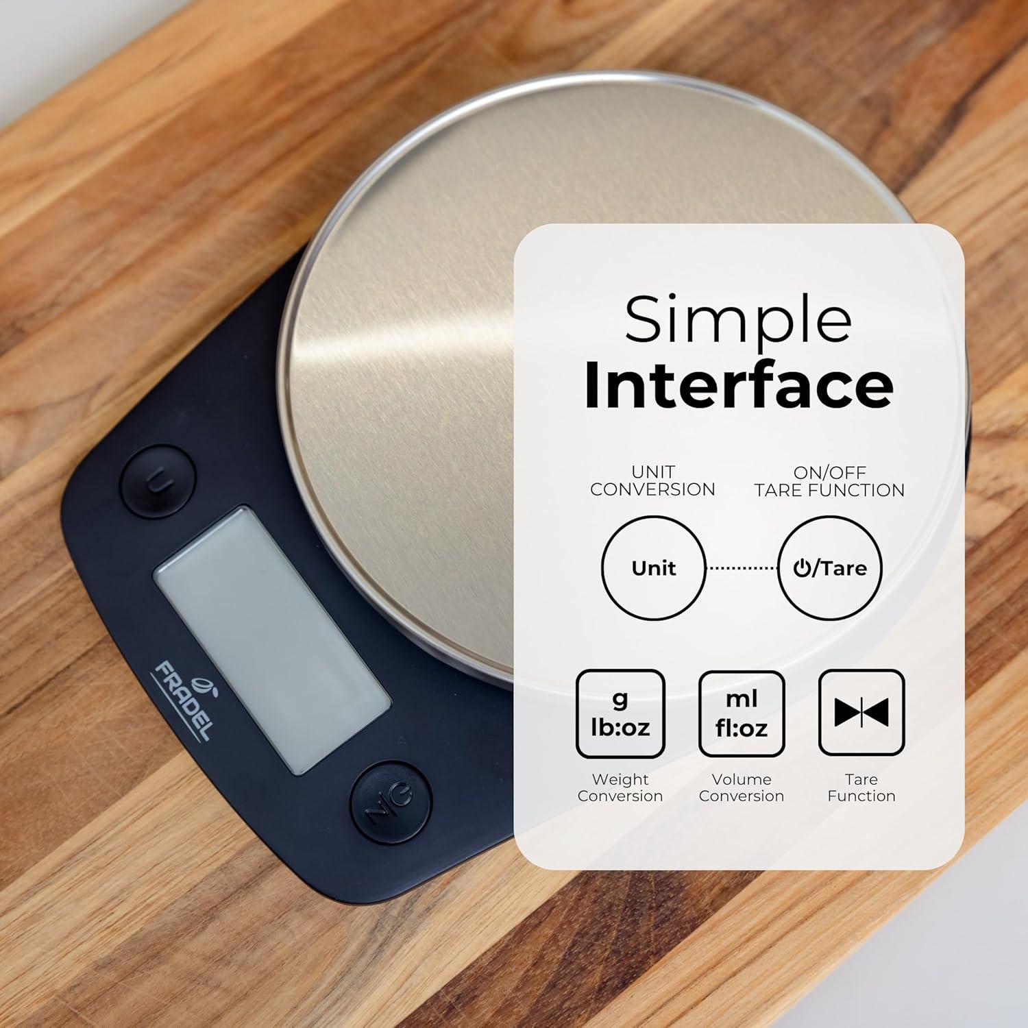 Balanza Digital de Cocina Fradel 5kg Acero Inoxidable Redonda