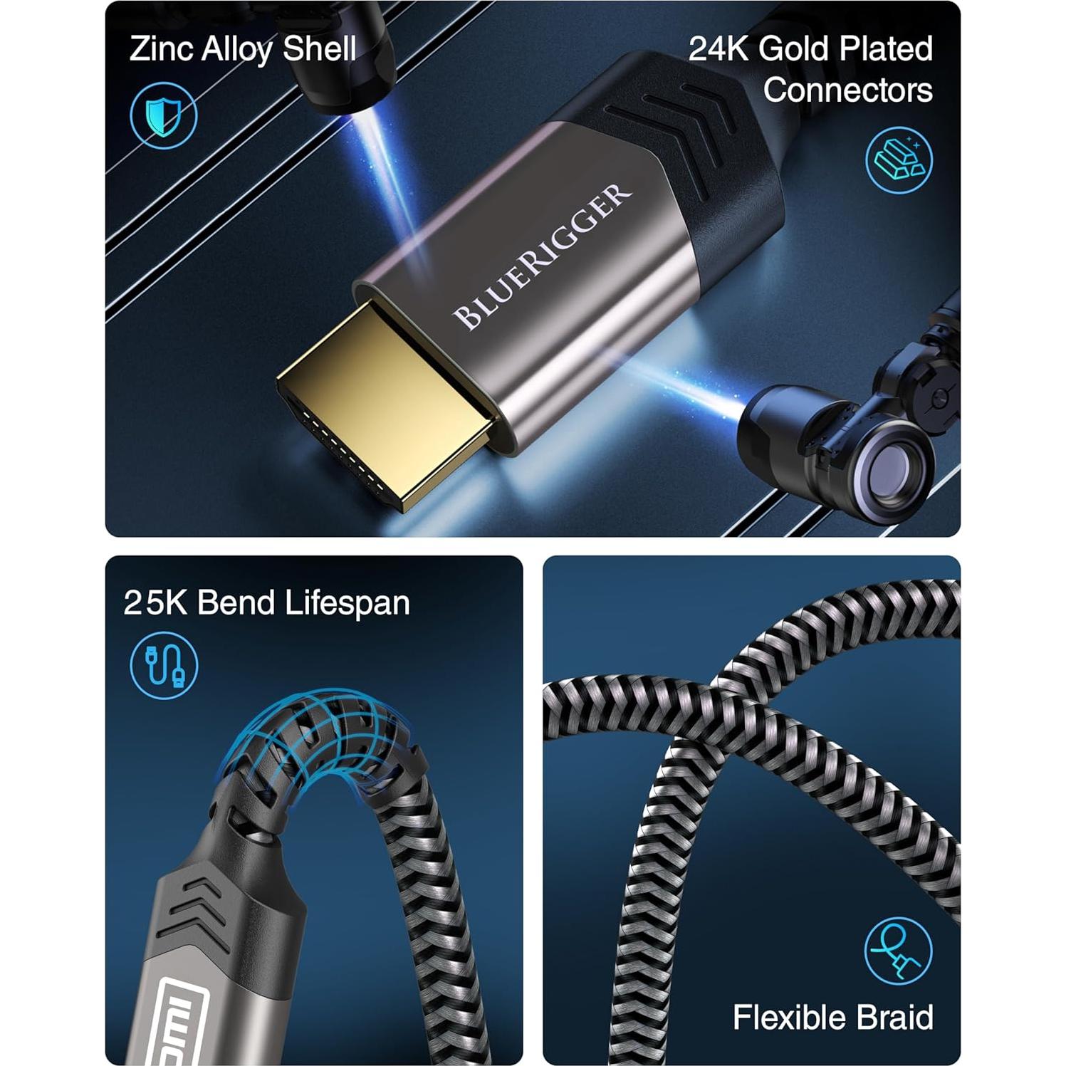 Cable HDMI BlueRigger 8K 0.91m Alta Velocidad 48Gbps