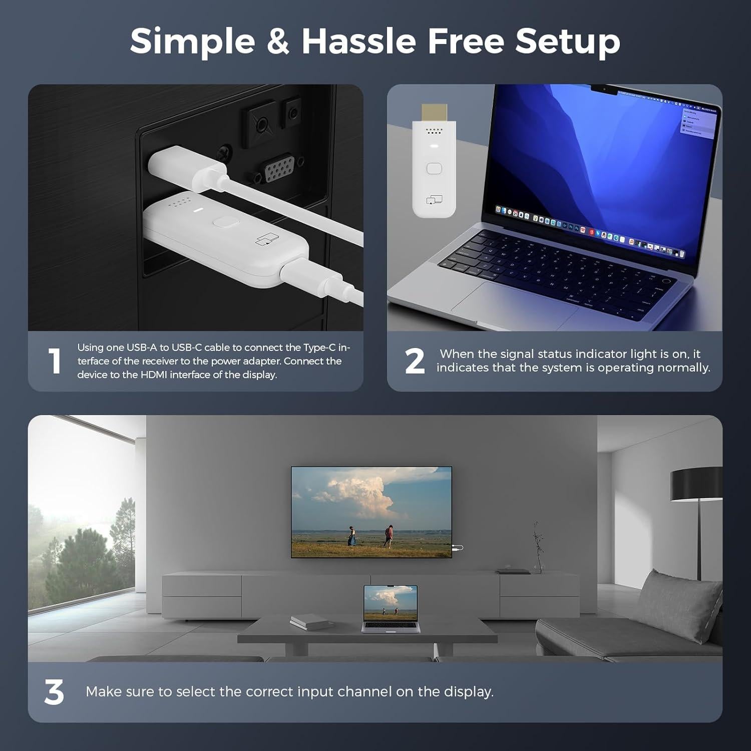 Wireless HDMI Display Dongle Adapter 1080P, Screen Mirroring Adapter/Extender for iOS/Android/Windows/Mac to HDTV/Monitor/Projector, 5G HDMI Wireless Extender Supports AirPlay/Miracast/DLNA