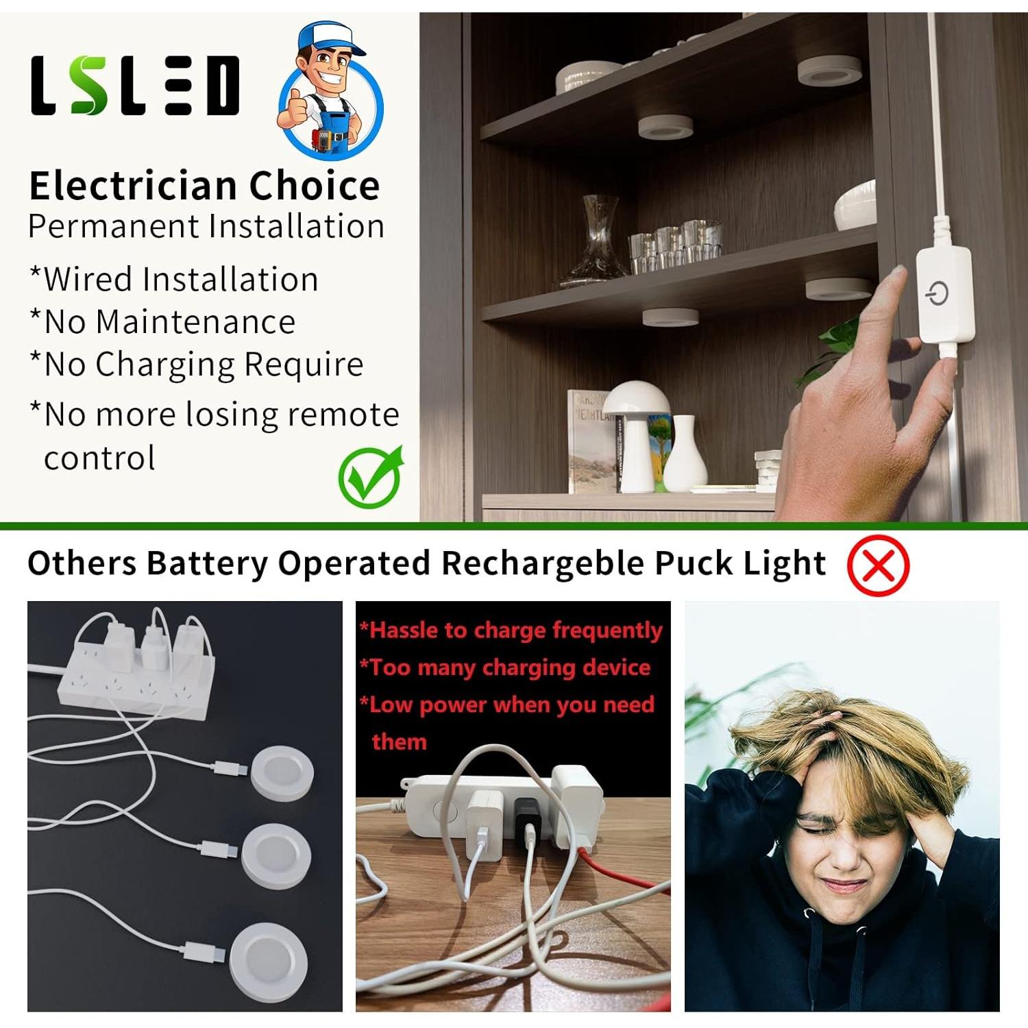 Luces LED Puck L5L3D Con Cable 9W 3000K Paquete de 3