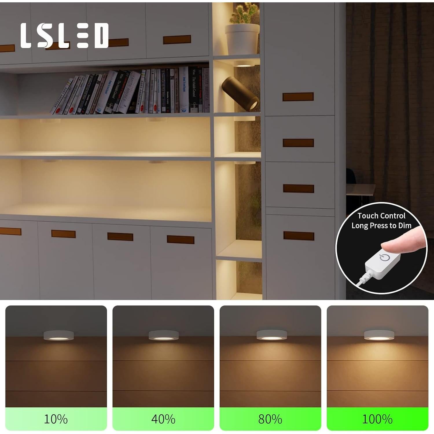 Luces LED Puck L5L3D Con Cable 9W 3000K Paquete de 3