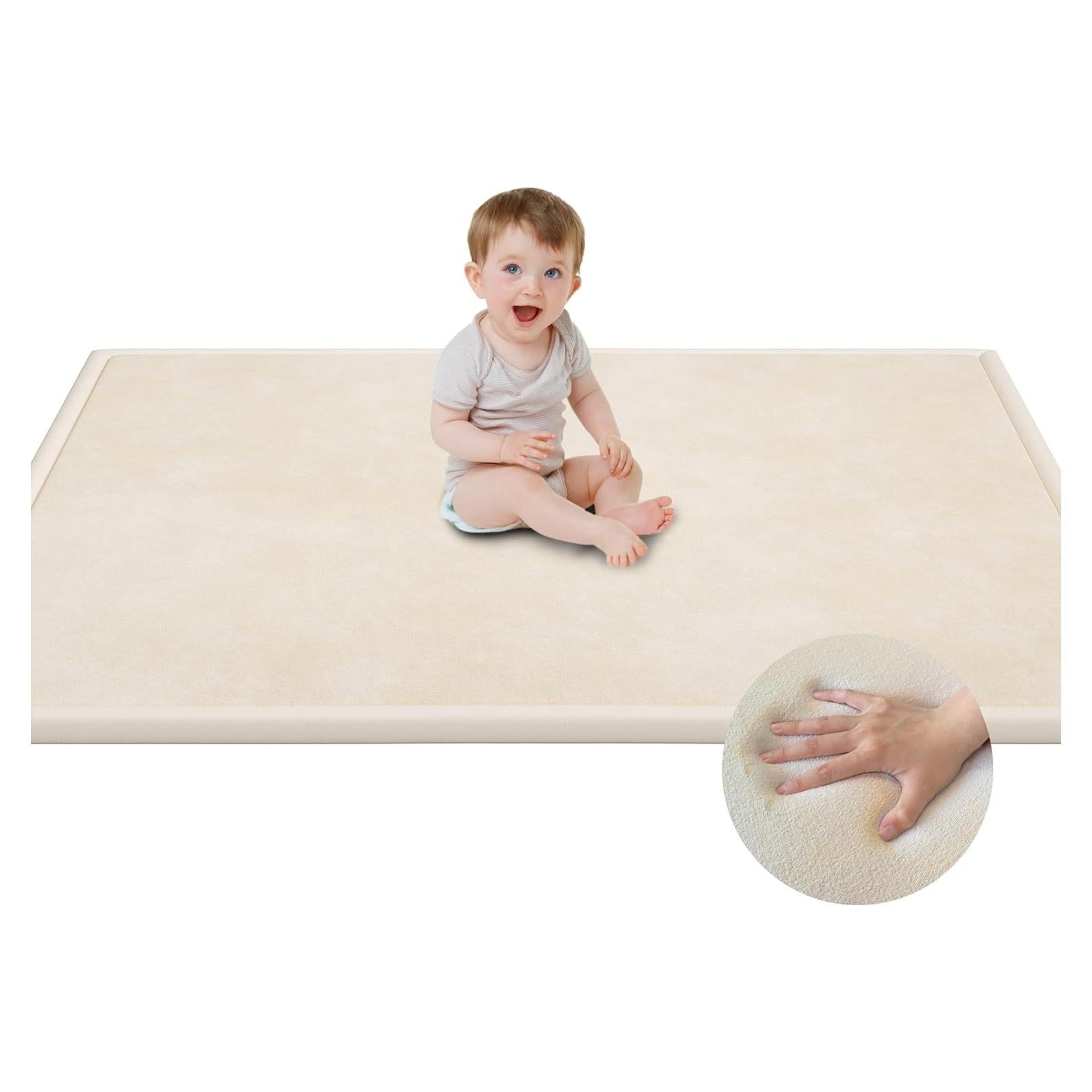 Alfombra de Juego para Bebés Beige 127x127 cm Antideslizante
