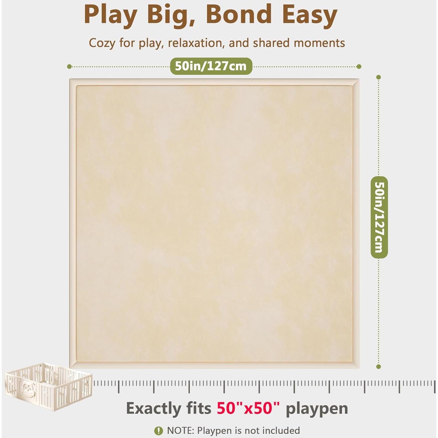 Alfombra de Juego para Bebés Beige 127x127 cm Antideslizante