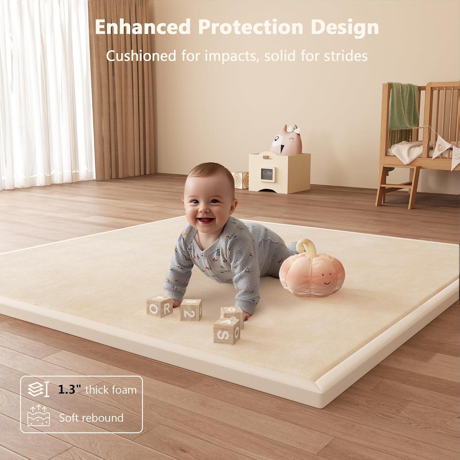 Alfombra de Juego para Bebés Beige 127x127 cm Antideslizante