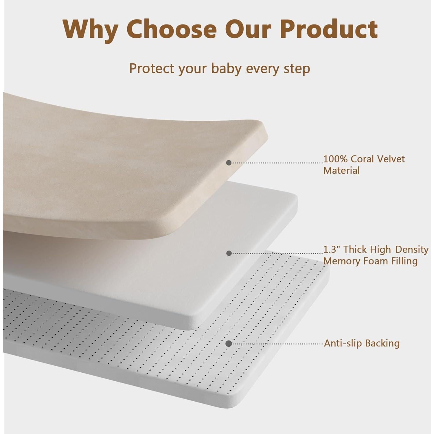 Alfombra de Juego para Bebés Beige 127x127 cm Antideslizante