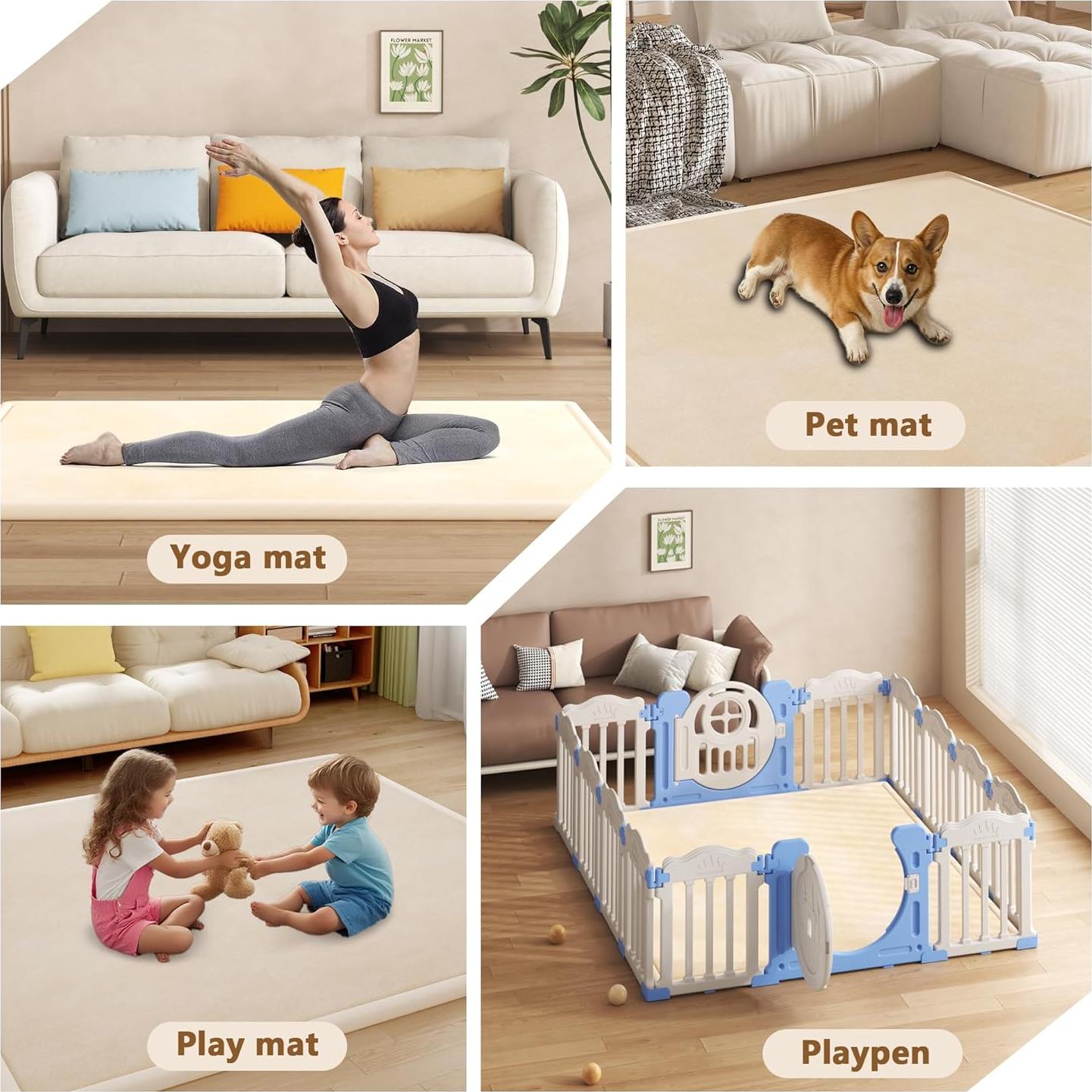 Alfombra de Juego para Bebés Beige 127x127 cm Antideslizante