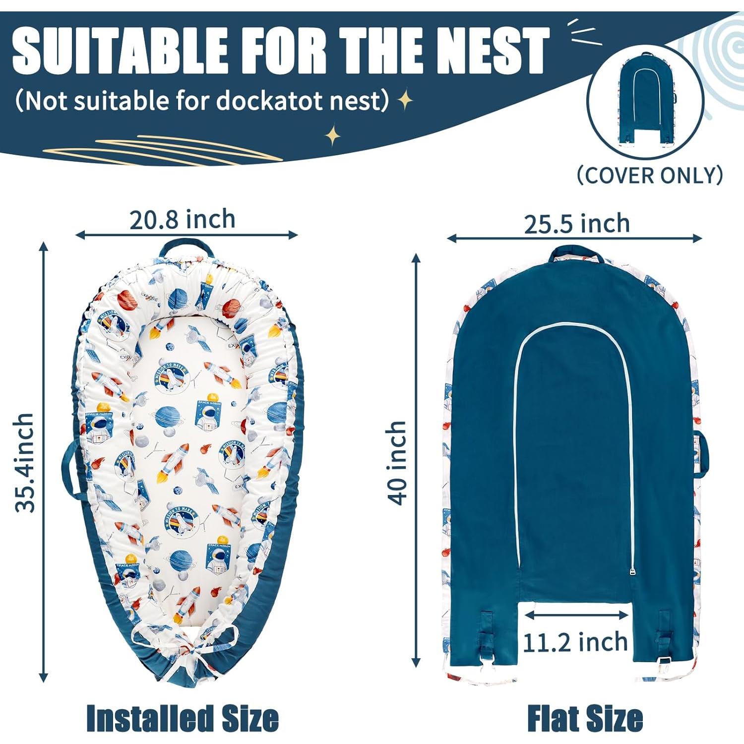 Funda Reversible para Lounger de Bebé Cohete Azul 90x53 cm