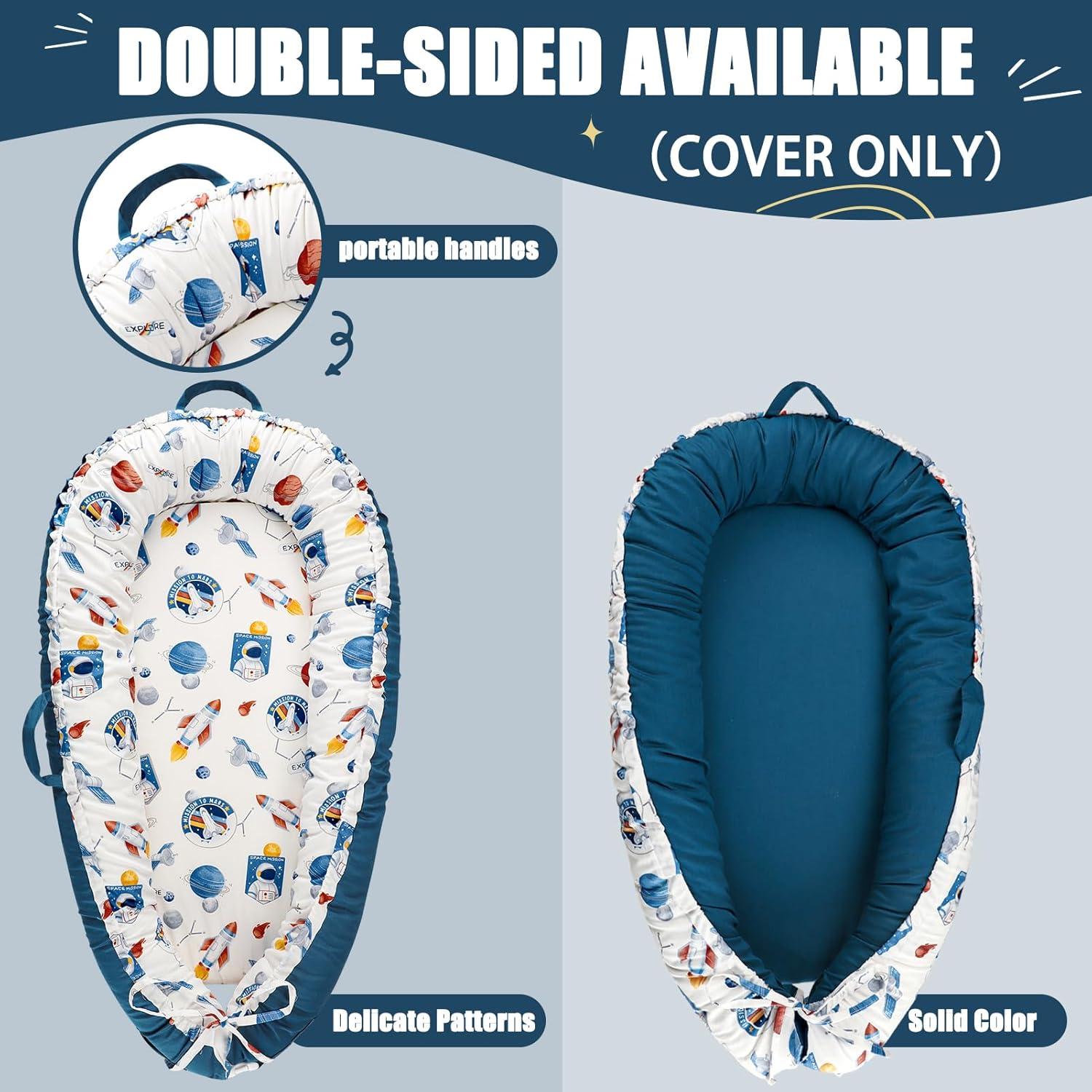 Funda Reversible para Lounger de Bebé Cohete Azul 90x53 cm