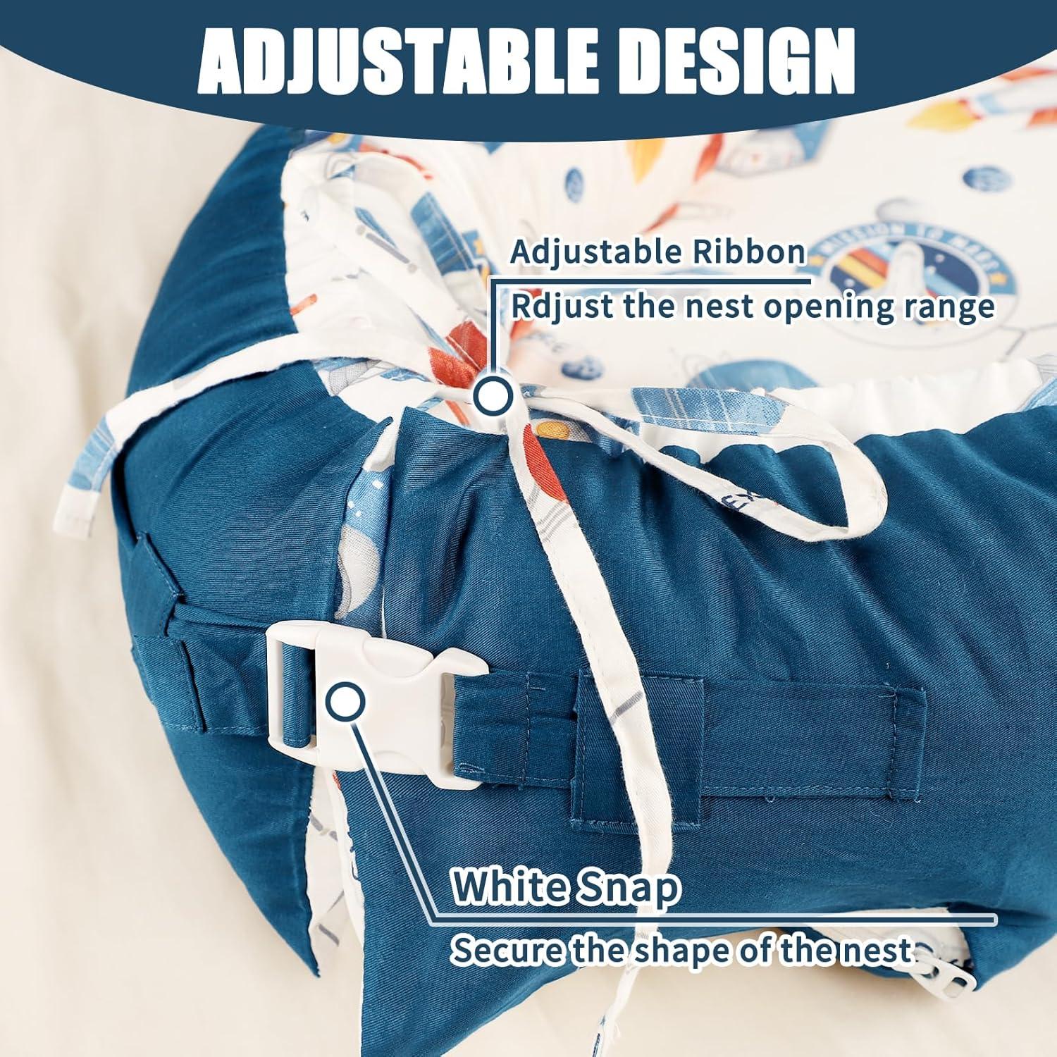 Funda Reversible para Lounger de Bebé Cohete Azul 90x53 cm