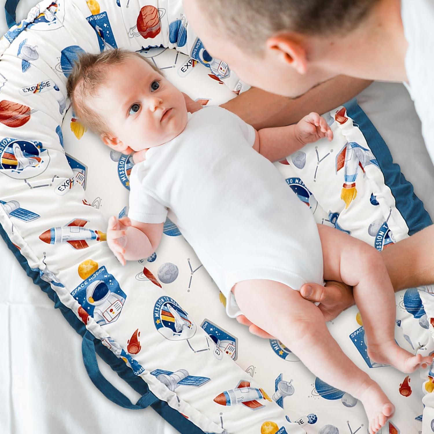 Funda Reversible para Lounger de Bebé Cohete Azul 90x53 cm