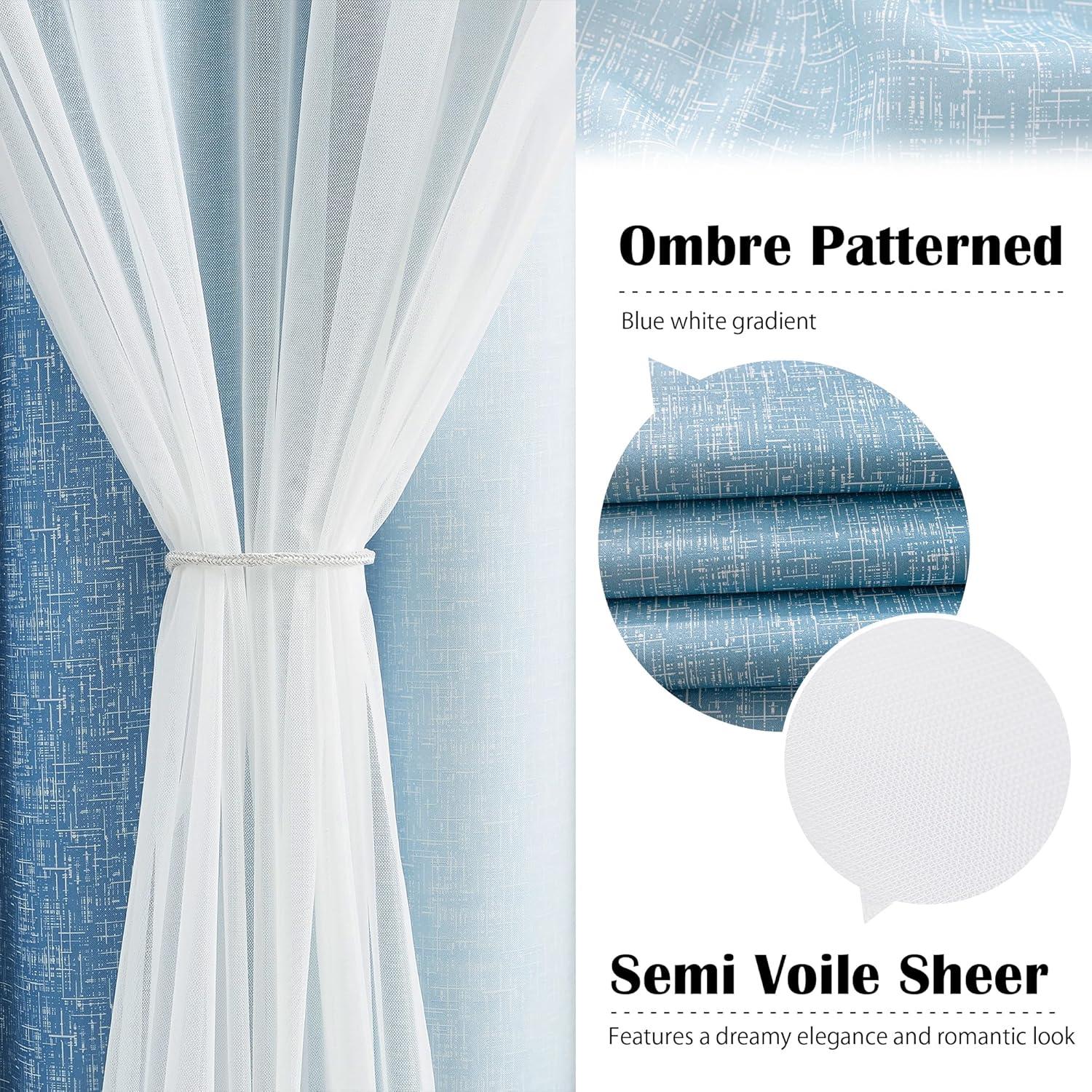 Cortinas Opacas Geomoroccan Ombre 132x137 cm 2 Paneles Azul