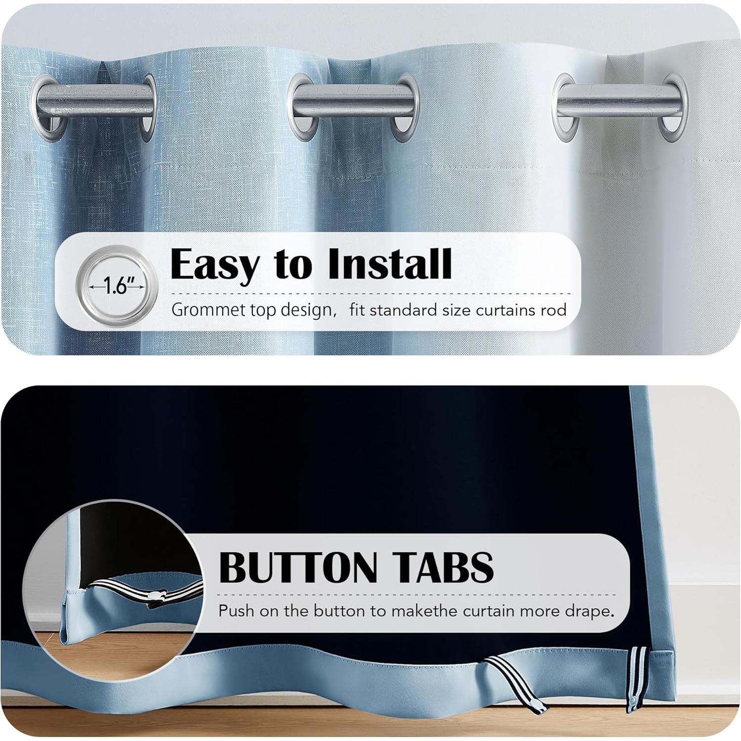 Cortinas Opacas Geomoroccan Ombre 132x137 cm 2 Paneles Azul