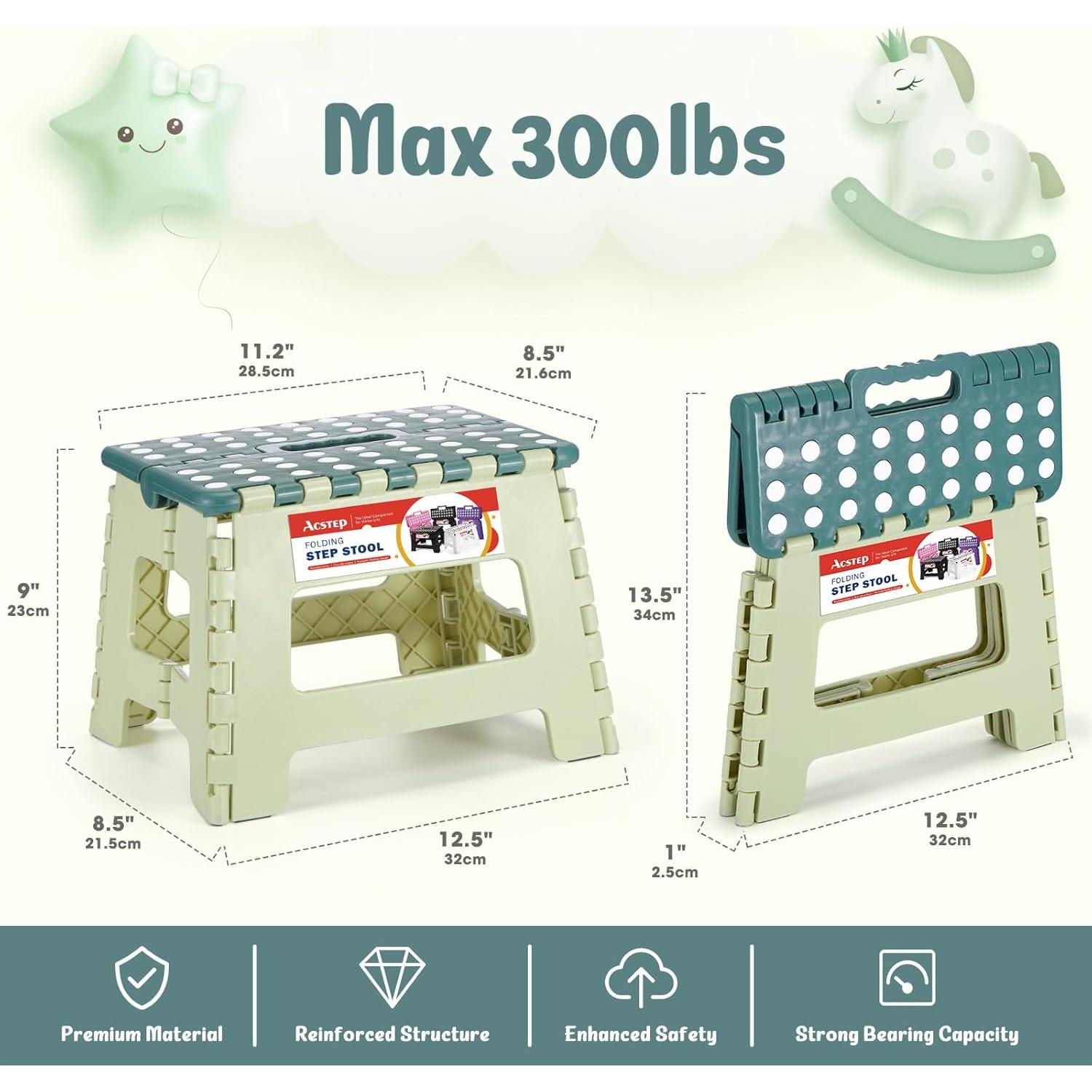 Taburete Plegable ACSTEP 9 Pulgadas Bicolor Verde 300 kg