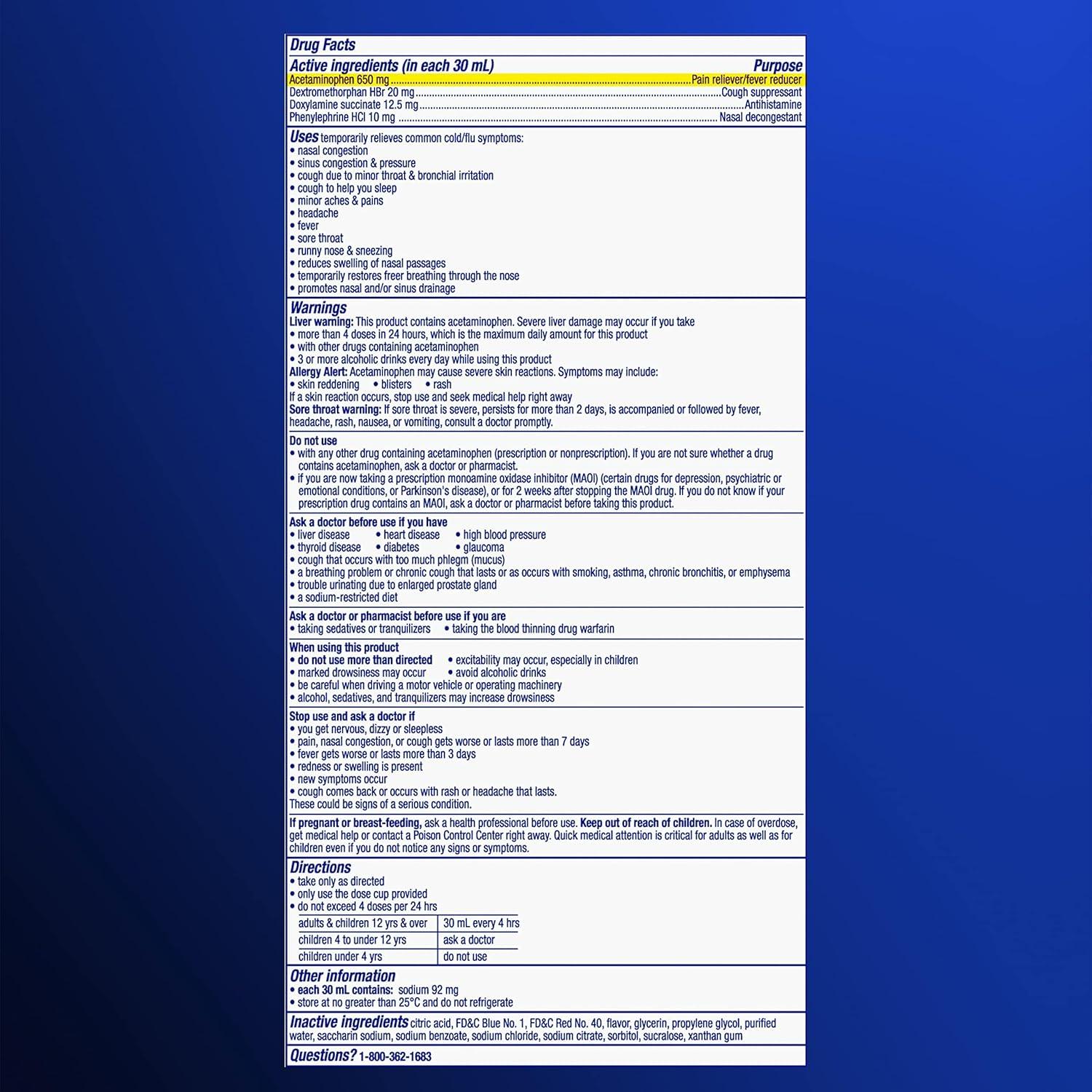 Vicks NyQuil SEVERE 354.88 ml Alivio Nocturno Resfriado Gripe