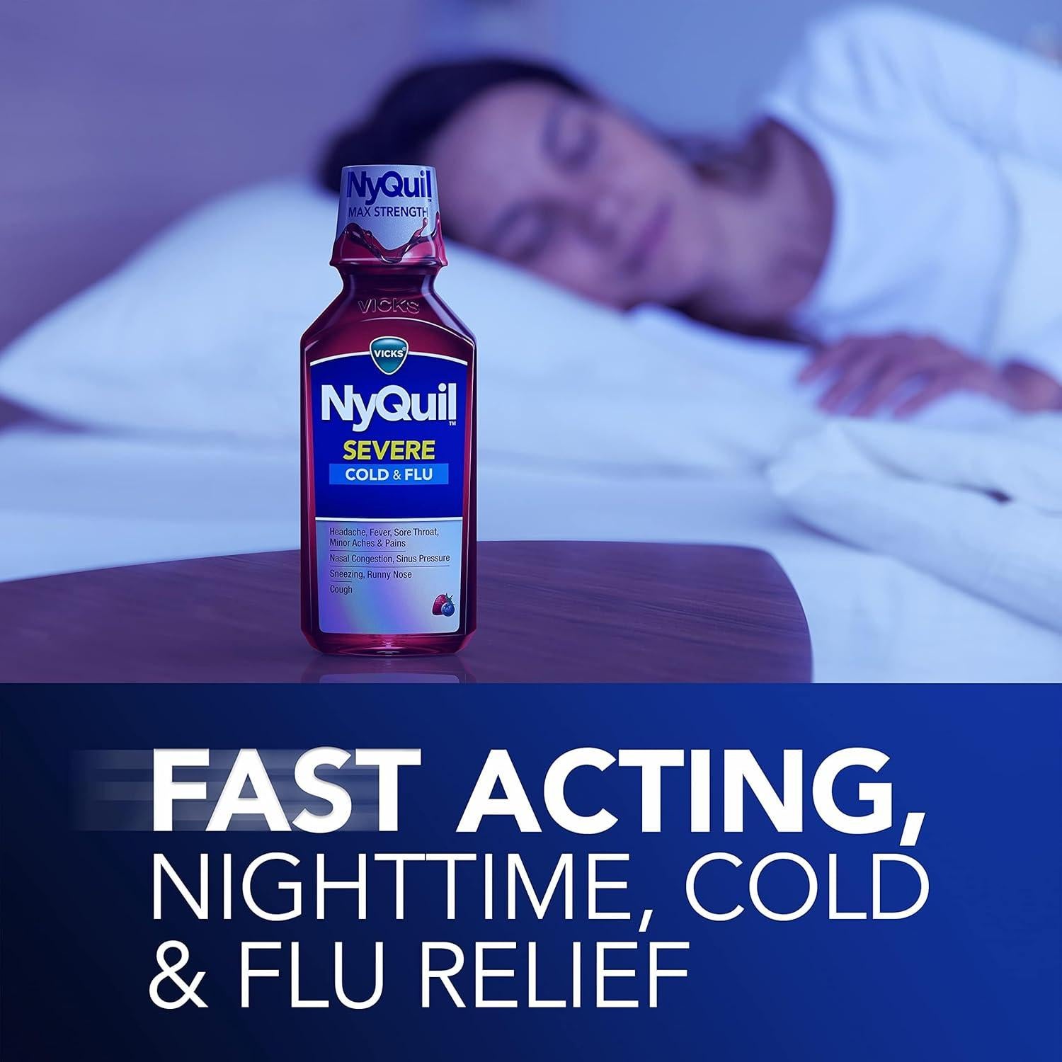 Vicks NyQuil SEVERE 354.88 ml Alivio Nocturno Resfriado Gripe