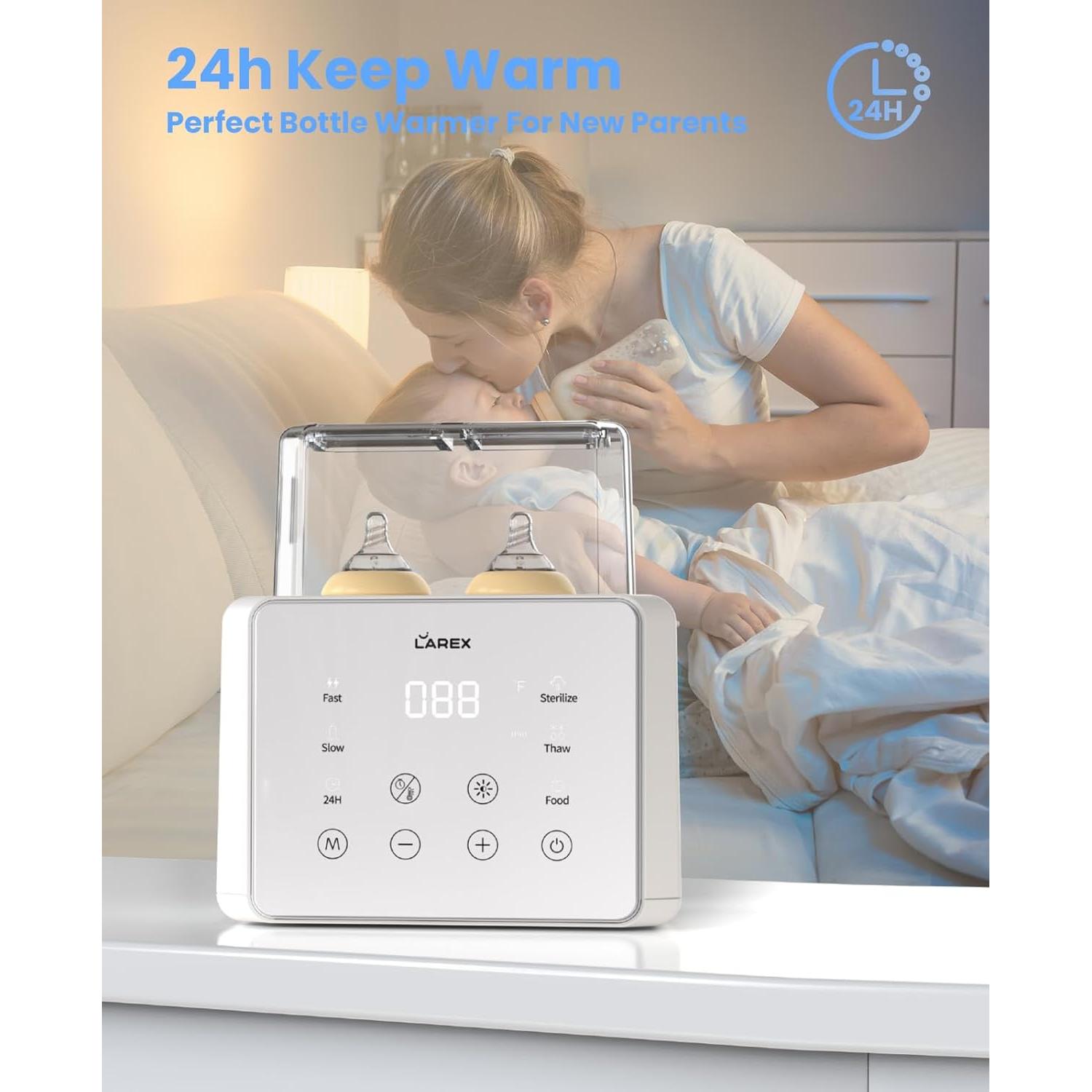 Calentador de Botellas Doble LAREX W4, 11 en 1, Blanco