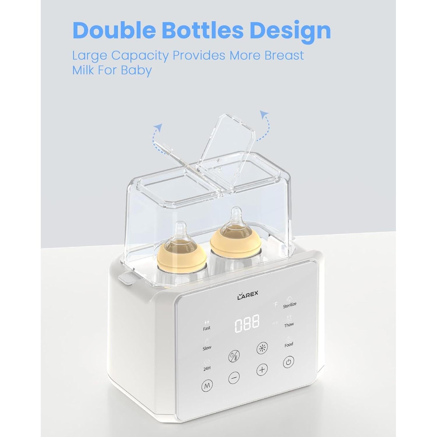 Calentador de Botellas Doble LAREX W4, 11 en 1, Blanco